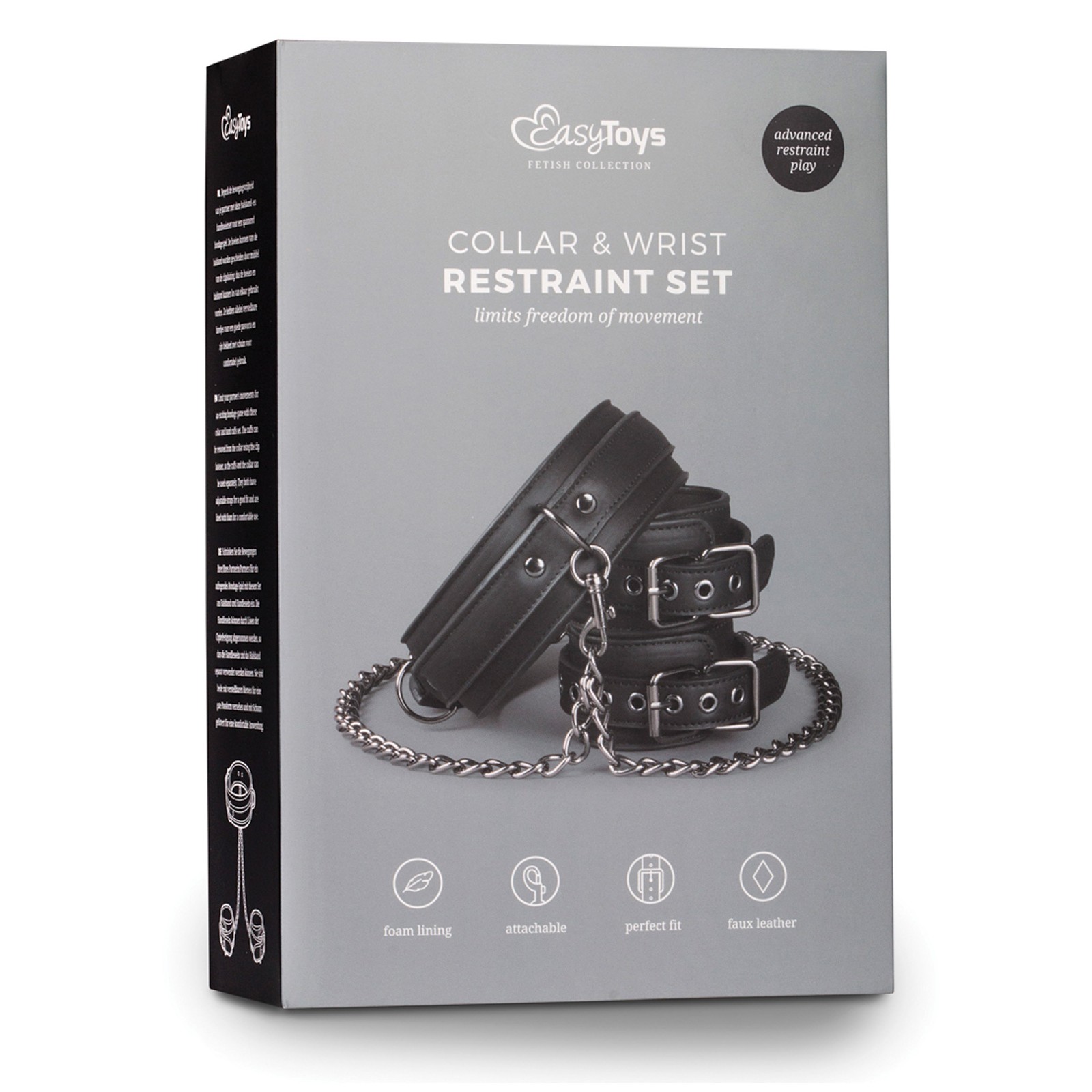 Collar de Cuero Sintético con Esposas Easy Toys Negro Collar de Cuero Sintético con Esposas Easy Toys Negro