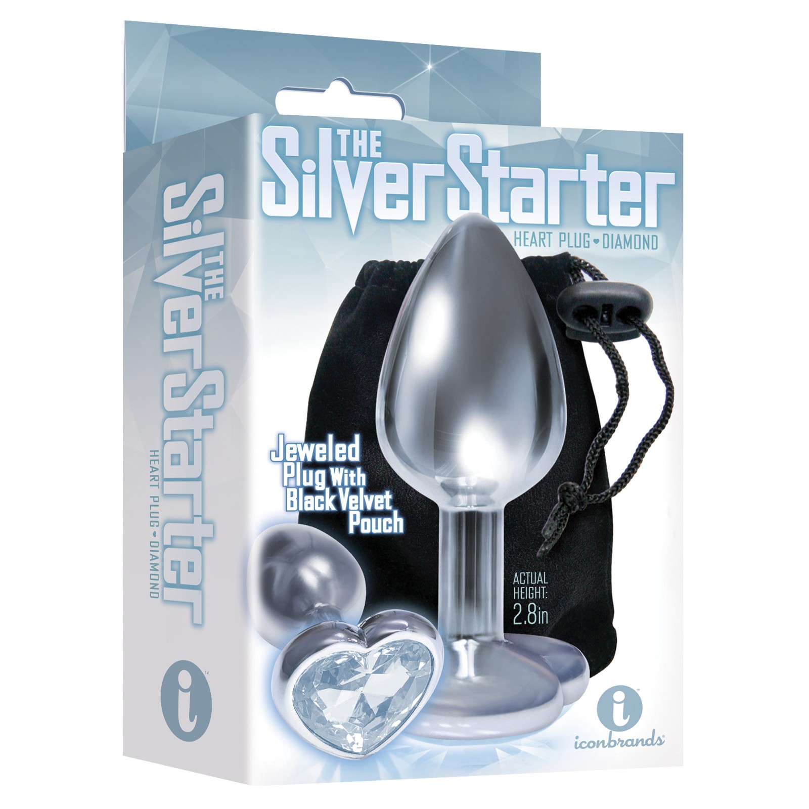 The 9's Silver Bejeweled Heart Plug Diamond The 9's Silver Bejeweled Heart Plug Diamond