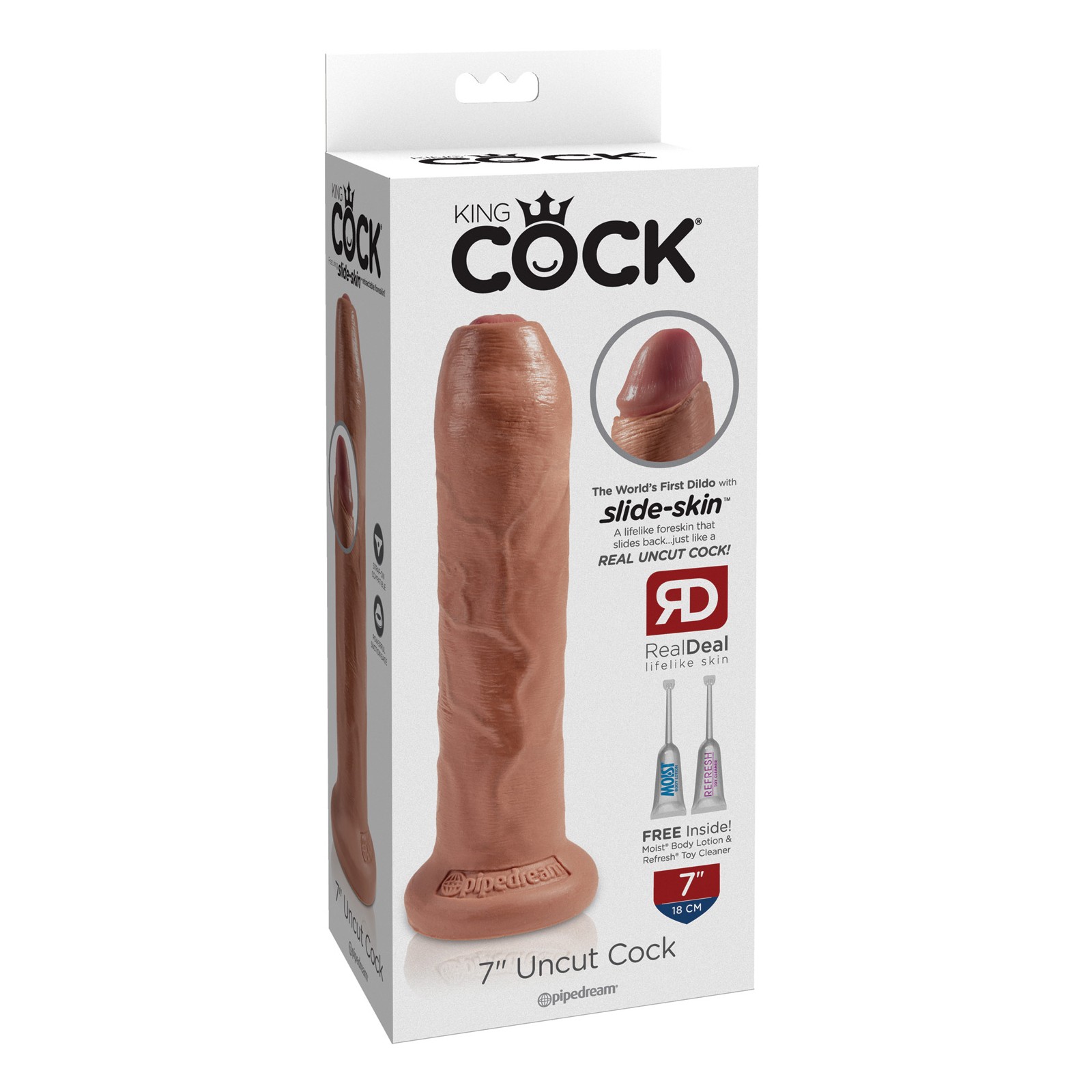 Dildo Sin Circuncisión King Cock de 7 Pulgadas - Marrón Dildo Sin Circuncisión King Cock de 7 Pulgadas - Marrón