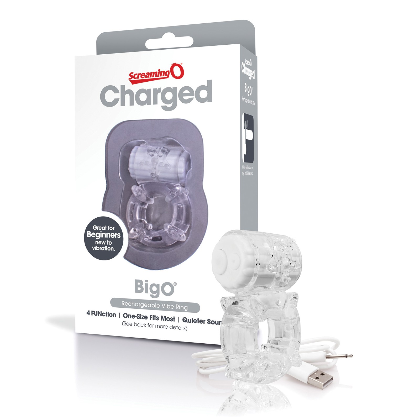 Screaming O Charged Big O Vibrator Cock Ring - Clear Screaming O Charged Big O Vibrator Cock Ring - Clear