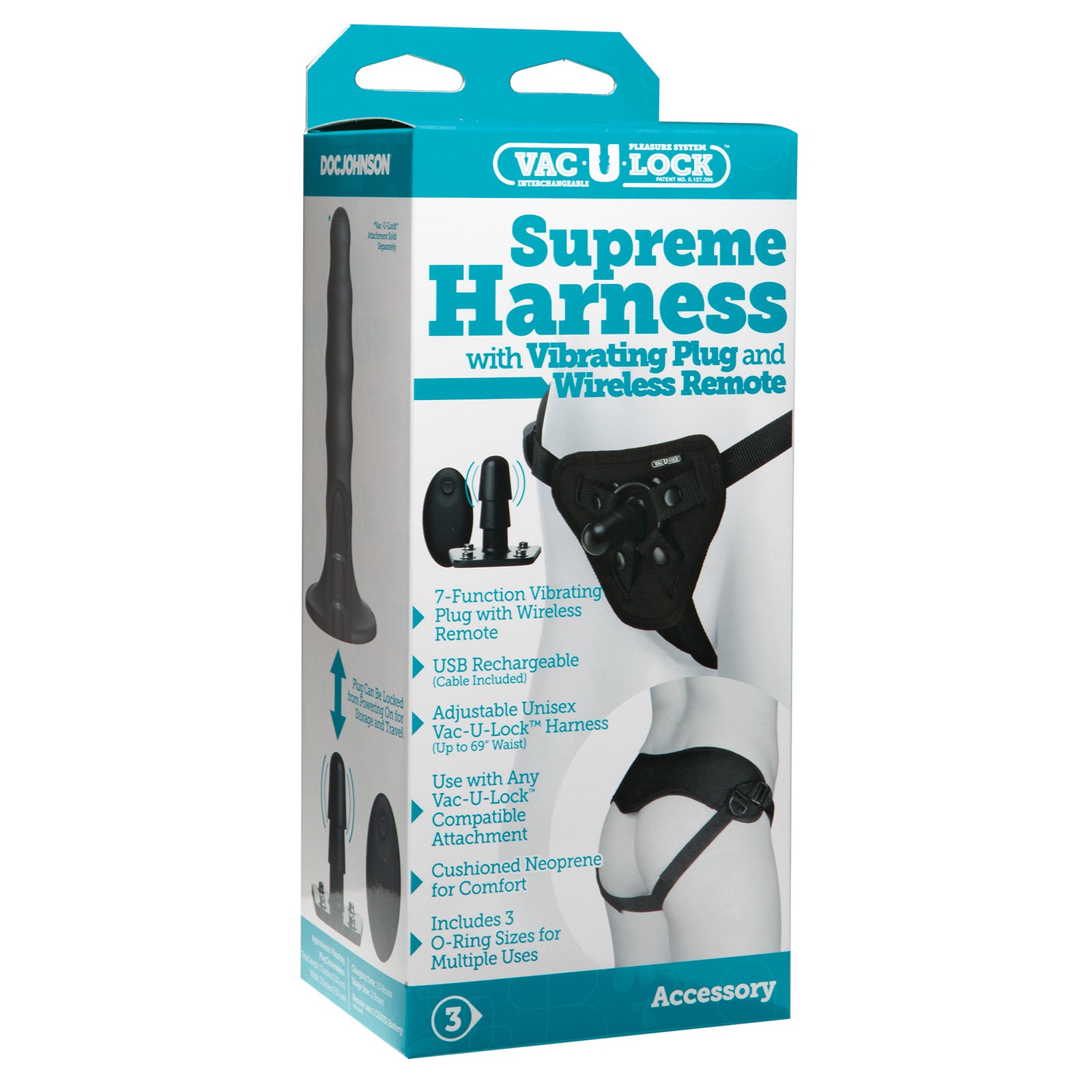 Arnés Vac-U-Lock Supremo con Plug Vibrador Negro Arnés Vac-U-Lock Supremo con Plug Vibrador Negro