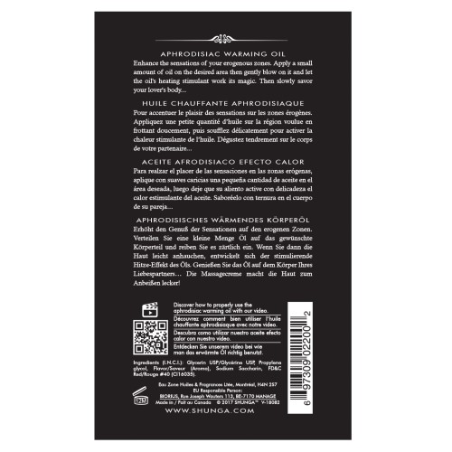 Aceite Templador Shunga Cereza Ardiente