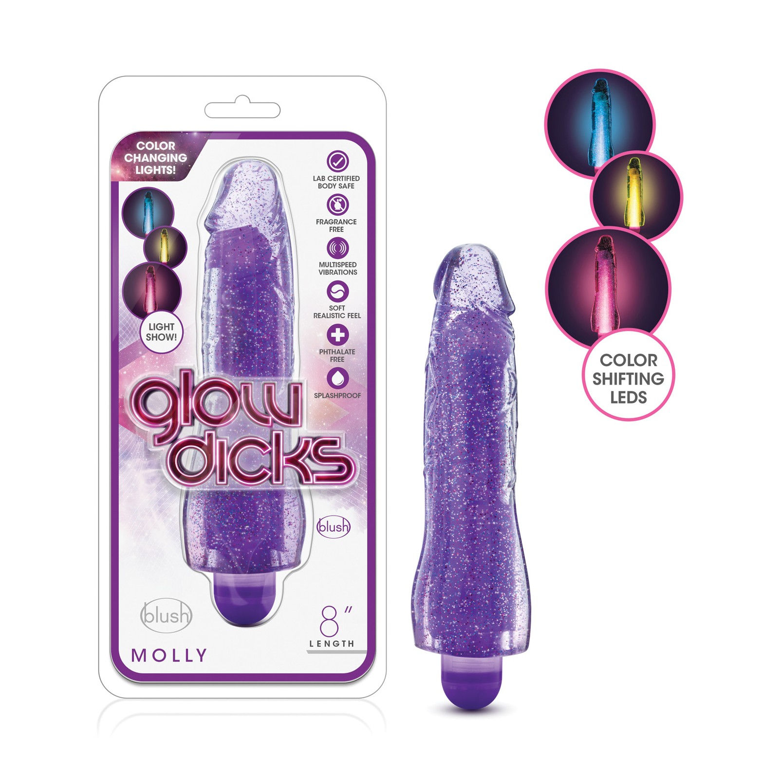 Vibrador Brillante Blush Glow Dicks - Molly Púrpura Vibrador Brillante Blush Glow Dicks - Molly Púrpura