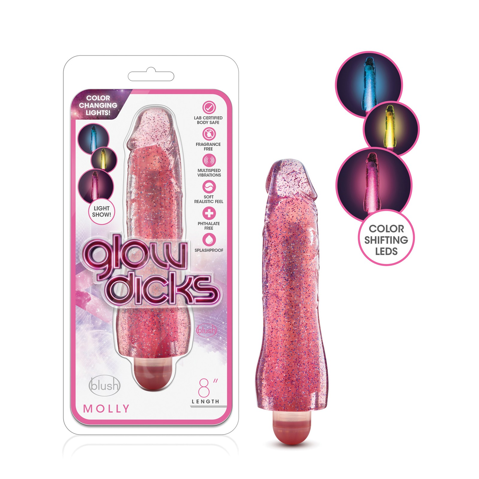 Blush Glow Dicks Glitter Vibrator Molly - Sparkling Pleasure Blush Glow Dicks Glitter Vibrator Molly - Sparkling Pleasure