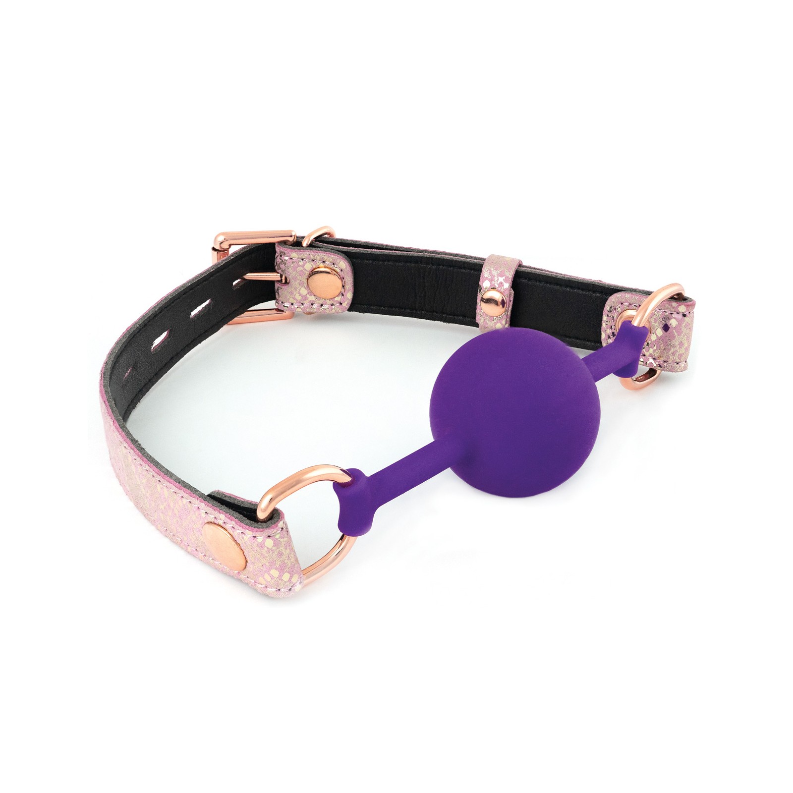 Gag de Silicona Spartacus con Forro de Cuero Serpiente Rosa Gag de Silicona Spartacus con Forro de Cuero Serpiente Rosa