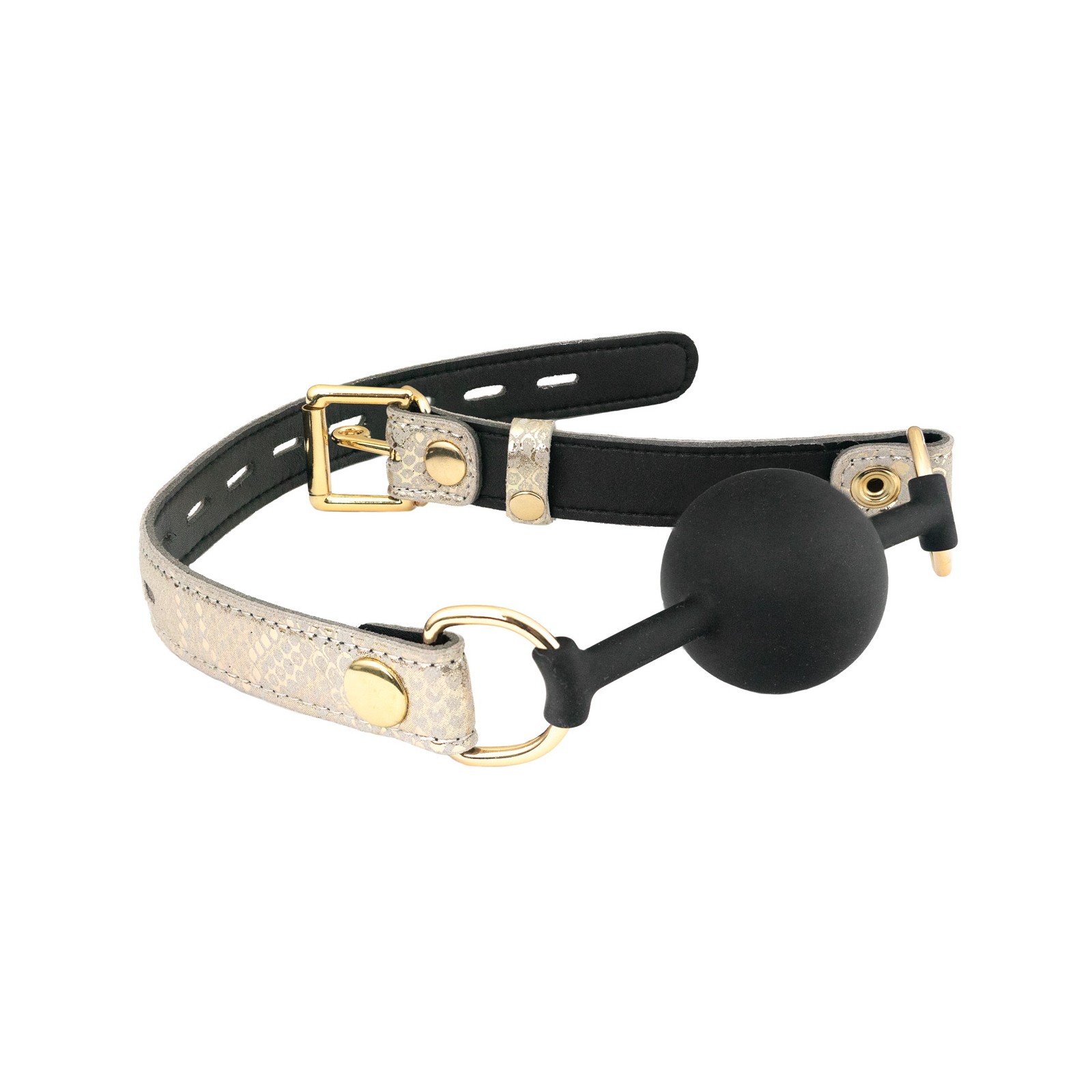 Gag de Cuero con Bola de Silicona Serpiente Blanca Gag de Cuero con Bola de Silicona Serpiente Blanca