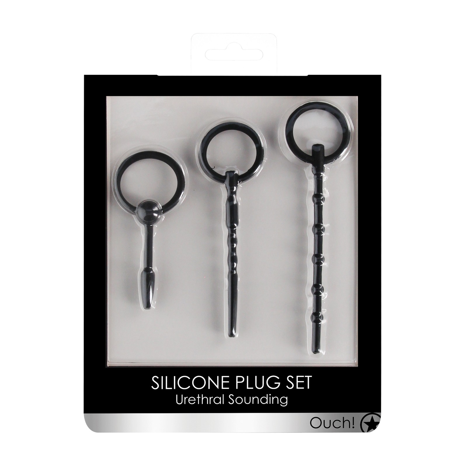 Set de Plug de Sondeo Uretal Shots Ouch en Negro Set de Plug de Sondeo Uretal Shots Ouch en Negro