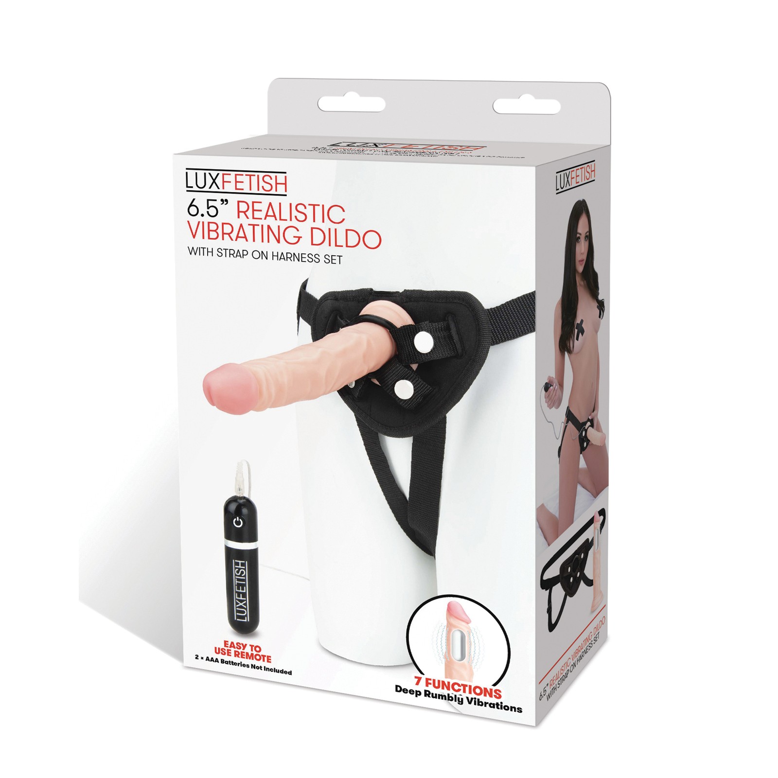 Lux Fetish Realistic Vibrating Dildo with Strap On Harness Lux Fetish Realistic Vibrating Dildo with Strap On Harness
