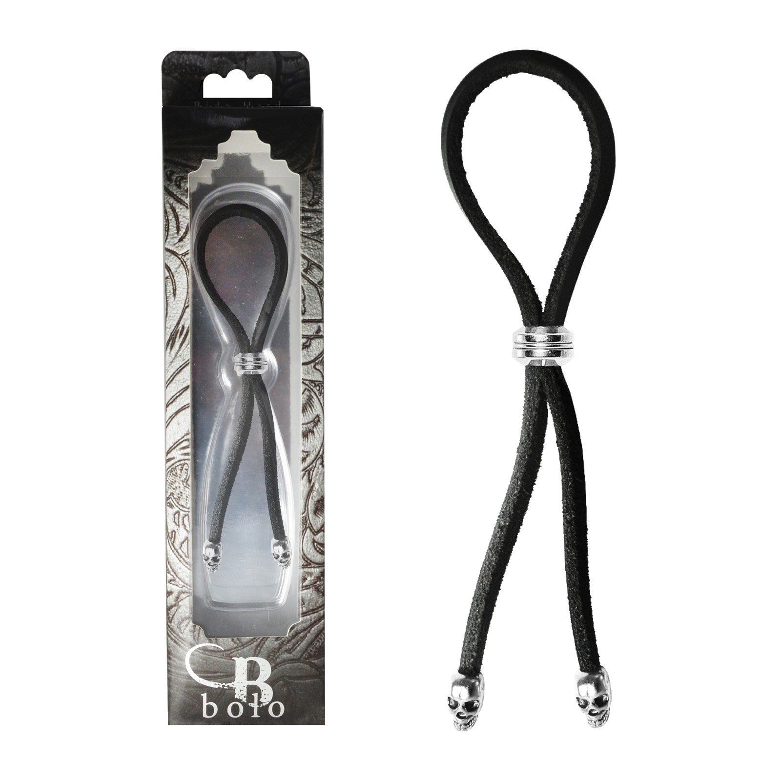 Anillo para el Pene Bolo de Cuero Puntas de Calavera Negro Anillo para el Pene Bolo de Cuero Puntas de Calavera Negro