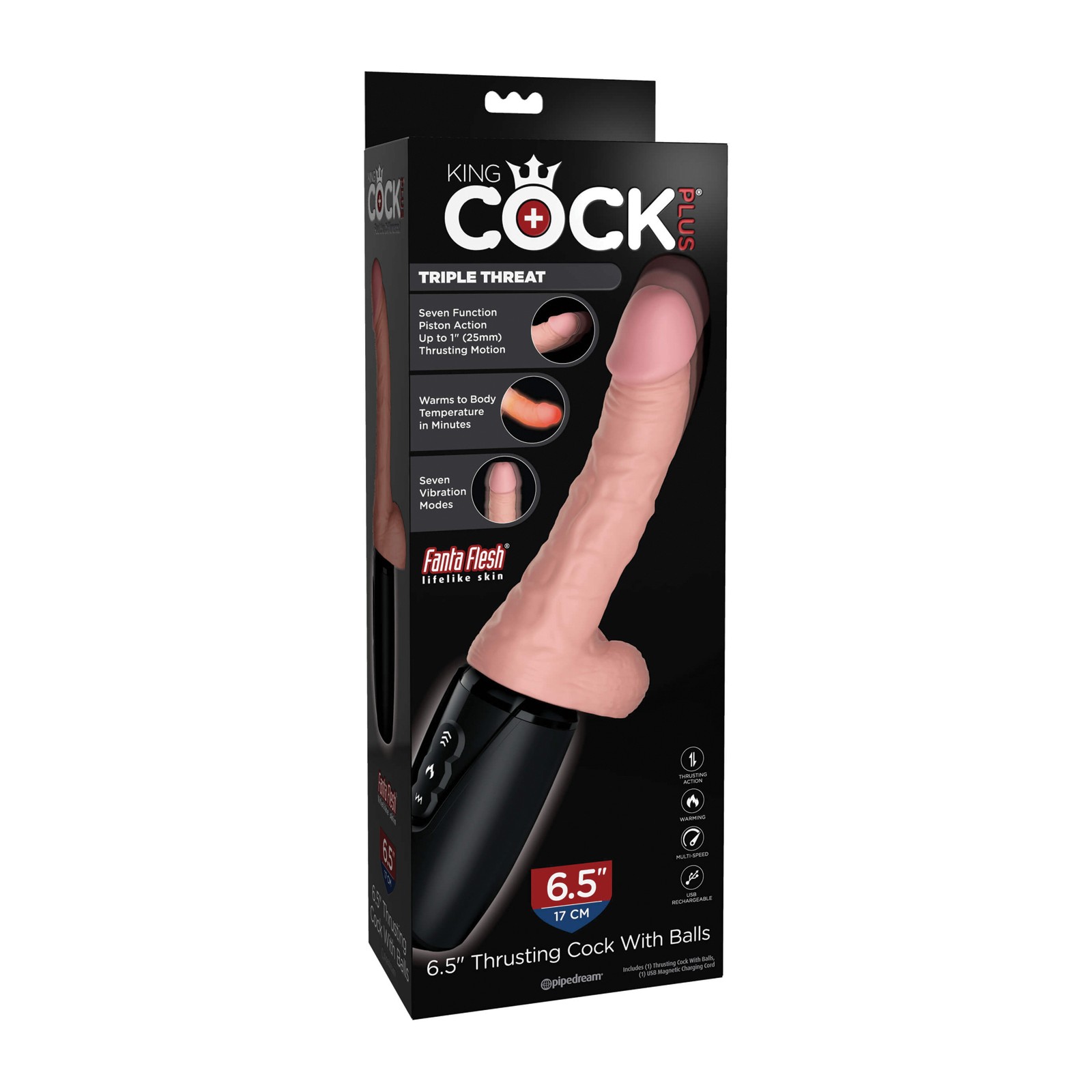 King Cock Plus Dong de 6.5 Pulgadas Vibrante y con Movimiento de Empuje - Placer Supremo King Cock Plus Dong de 6.5 Pulgadas Vibrante y con Movimiento de Empuje - Placer Supremo