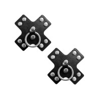 Neva Nude Burlesque Leather Pasties Black