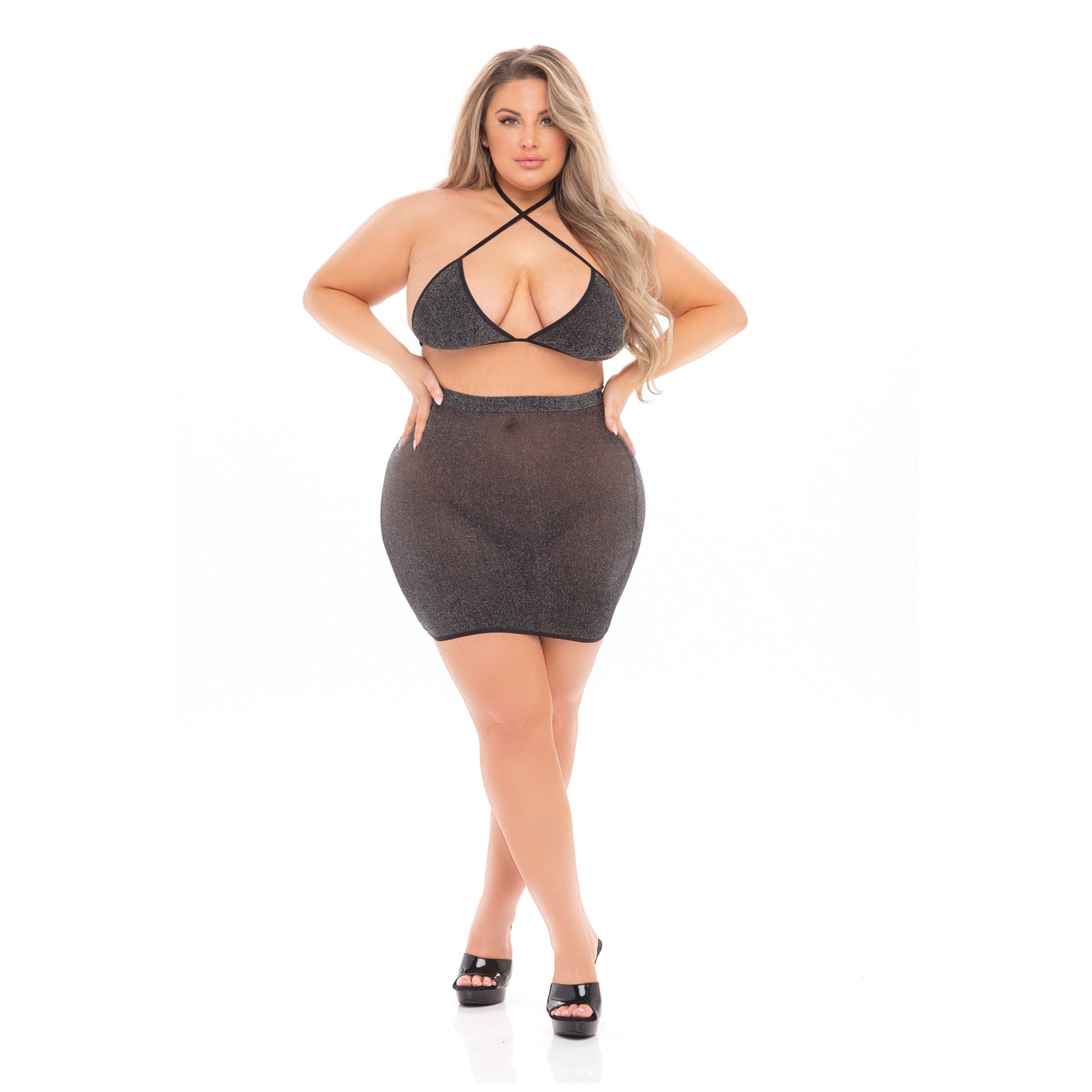 Pink Lipstick Halter Bra & Skirt Set for 3X Pink Lipstick Halter Bra & Skirt Set for 3X