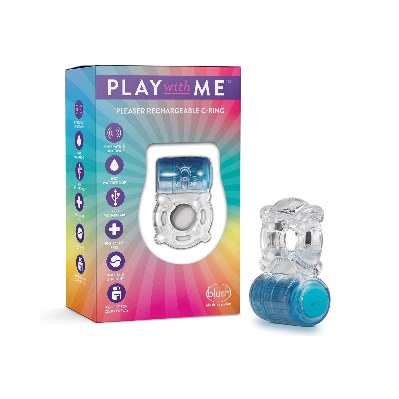 Discover Blush Play with Me Rechargeable C Ring in Blue Discover Blush Play with Me Rechargeable C Ring in Blue