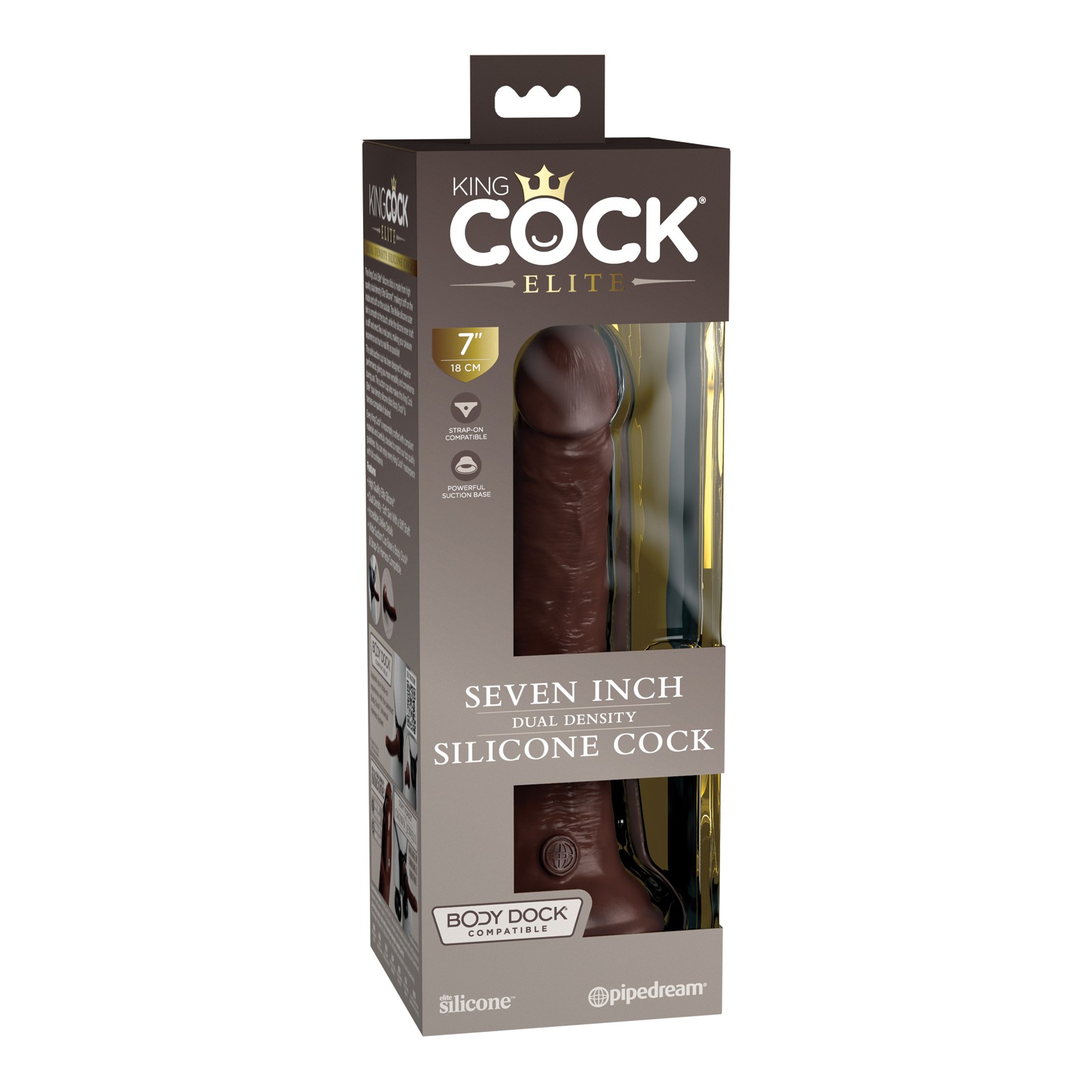 Pene de Silicona Doble Densidad King Cock Elite de 7" - Marrón Pene de Silicona Doble Densidad King Cock Elite de 7" - Marrón