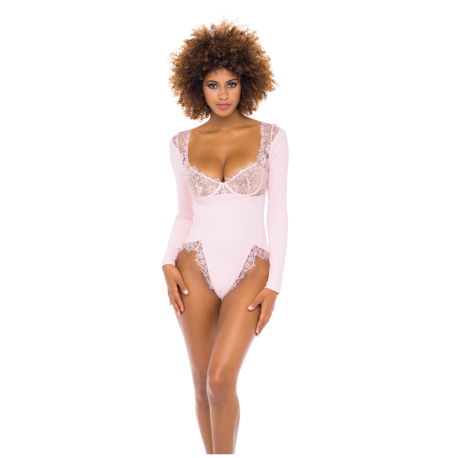 Maria Ribbed Knit Lace Teddy Crystal Rose Large Maria Ribbed Knit Lace Teddy Crystal Rose Large