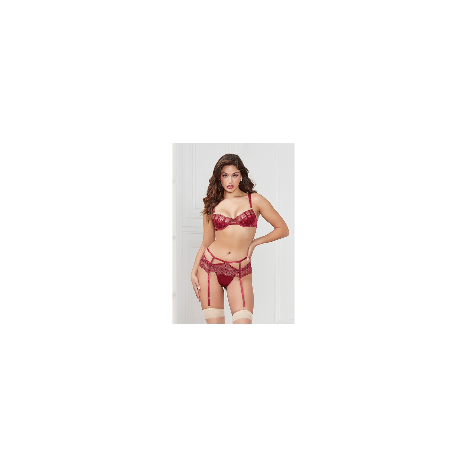 Stretch Satin & Lace Balconette Set - Elegant Intimacy Stretch Satin & Lace Balconette Set - Elegant Intimacy