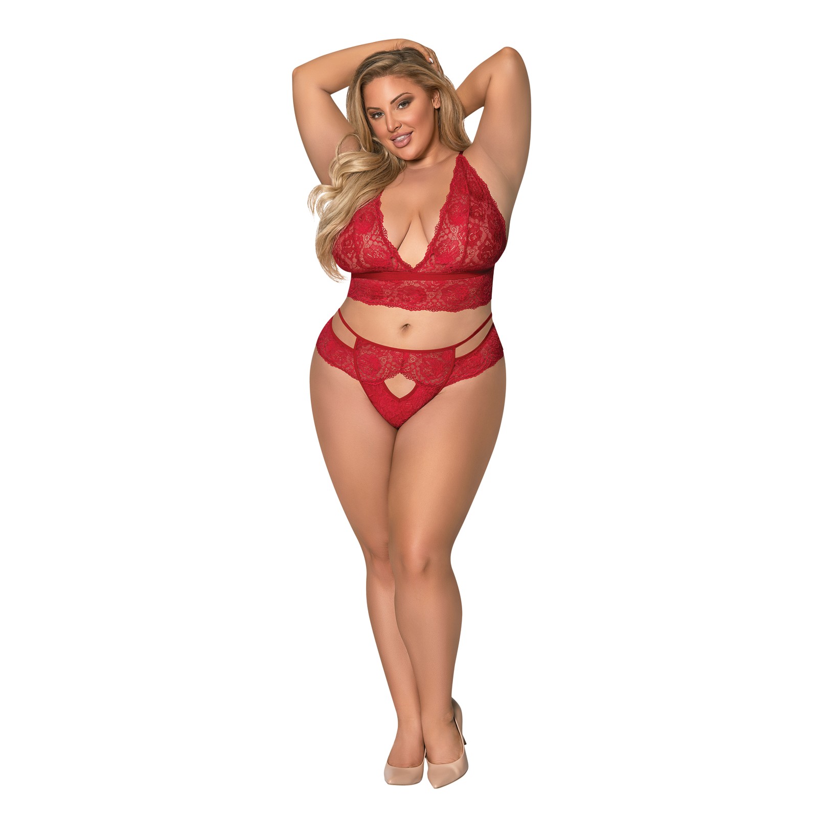 Sugar & Spice Lace Bra and Panty Set Red QN Sugar & Spice Lace Bra and Panty Set Red QN