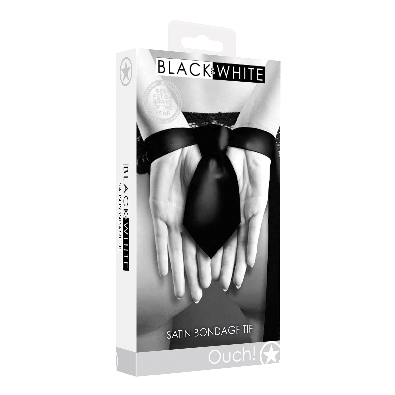 Shots Ouch Black & White Satin Bondage Tie Shots Ouch Black & White Satin Bondage Tie