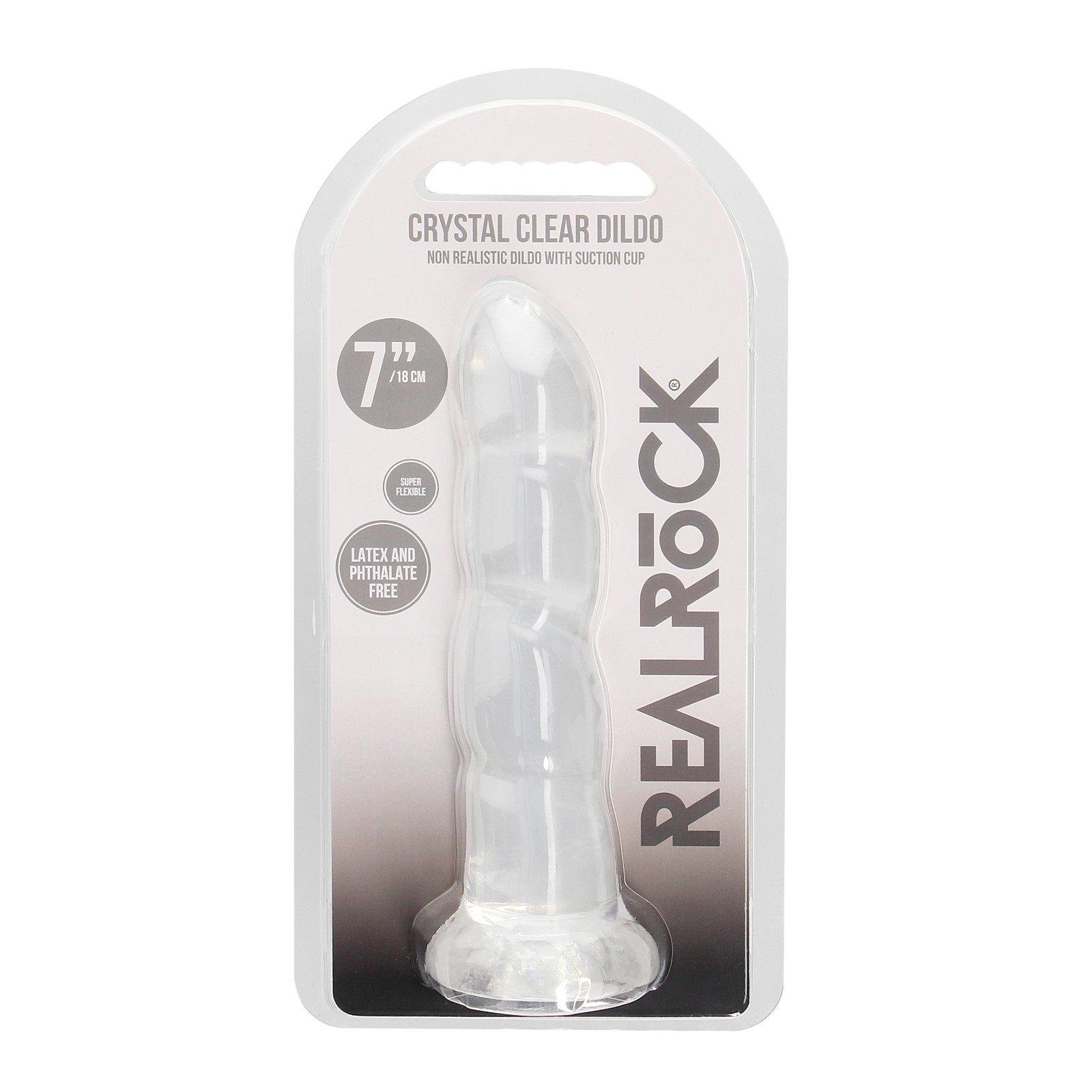 Dildo Rippleado Transparente RealRock Crystal Clear de 7 Pulgadas Dildo Rippleado Transparente RealRock Crystal Clear de 7 Pulgadas
