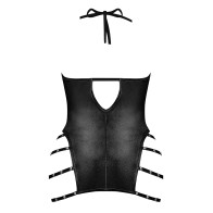 Lust Portia Mini Dress with Plush Straps - Black L/XL