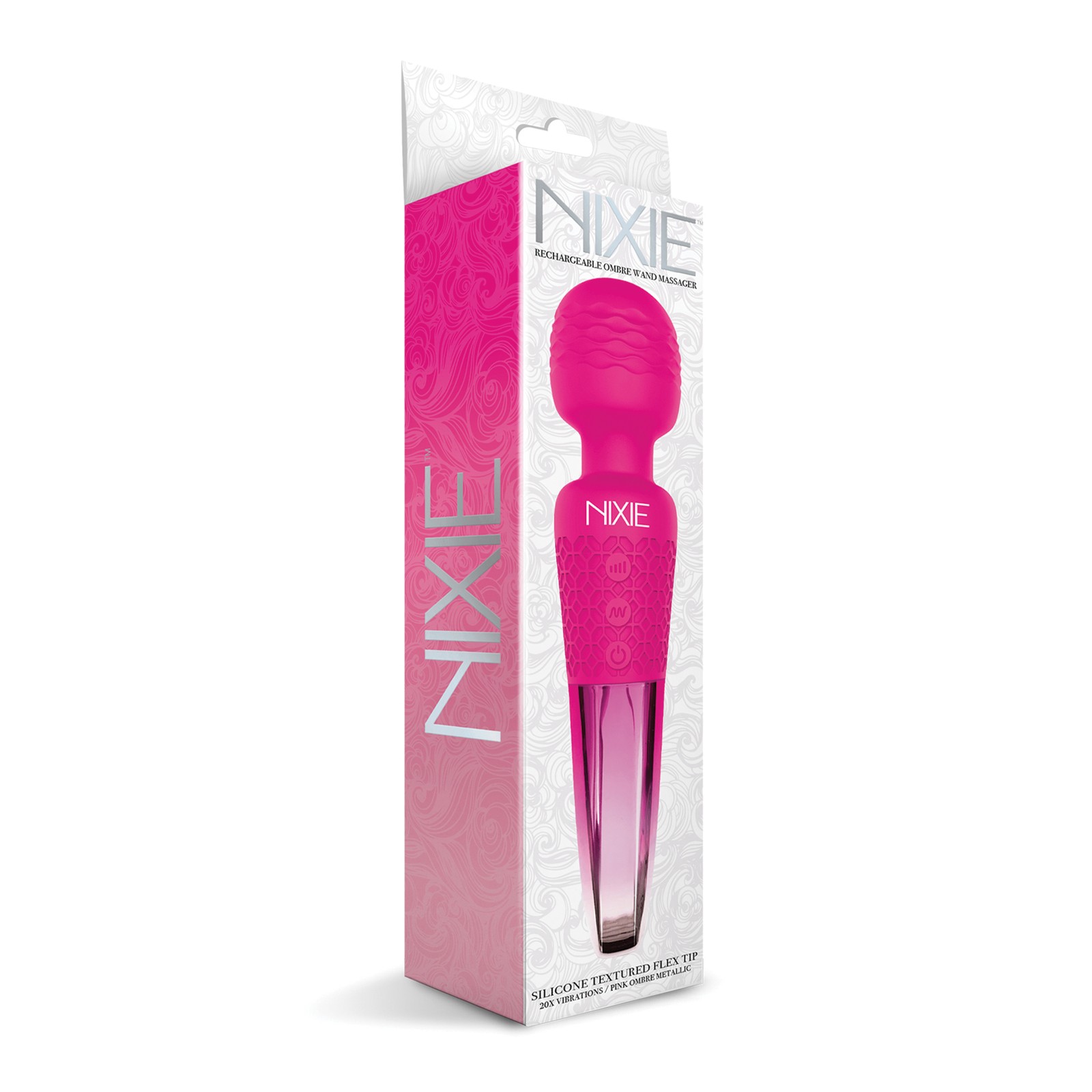 Nixie Rechargeable Wand Massager Pink Ombre Metallic Nixie Rechargeable Wand Massager Pink Ombre Metallic