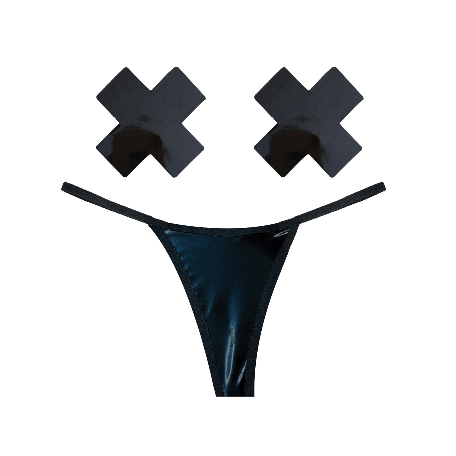 Neva Nude Naughty Knix Dom Squad Wet Vinyl G-String & Pasties - Bold Fashion Neva Nude Naughty Knix Dom Squad Wet Vinyl G-String & Pasties - Bold Fashion