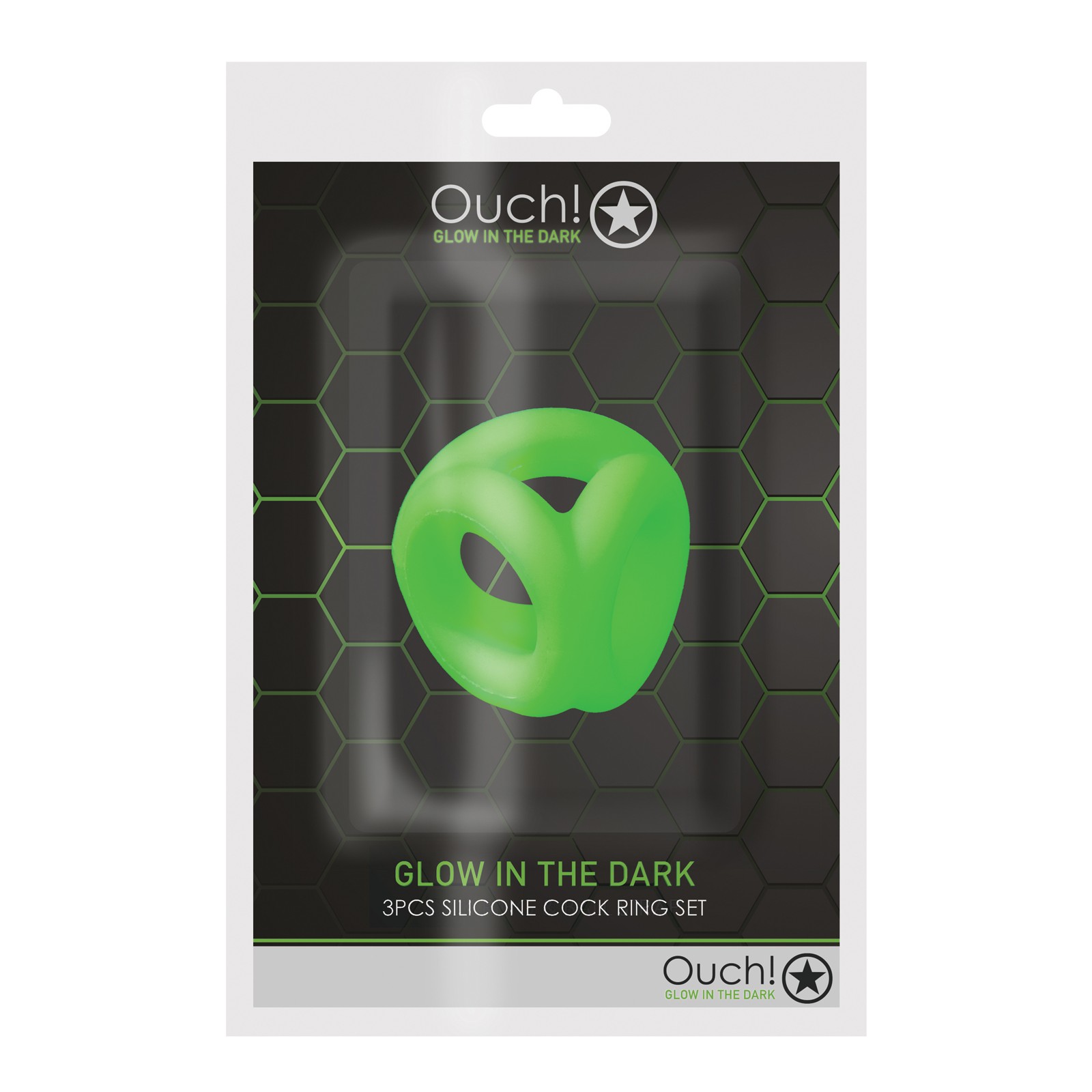 Ouch! Anillo para el Pene y Strap de Bolas que Brillan en la Oscuridad Ouch! Anillo para el Pene y Strap de Bolas que Brillan en la Oscuridad
