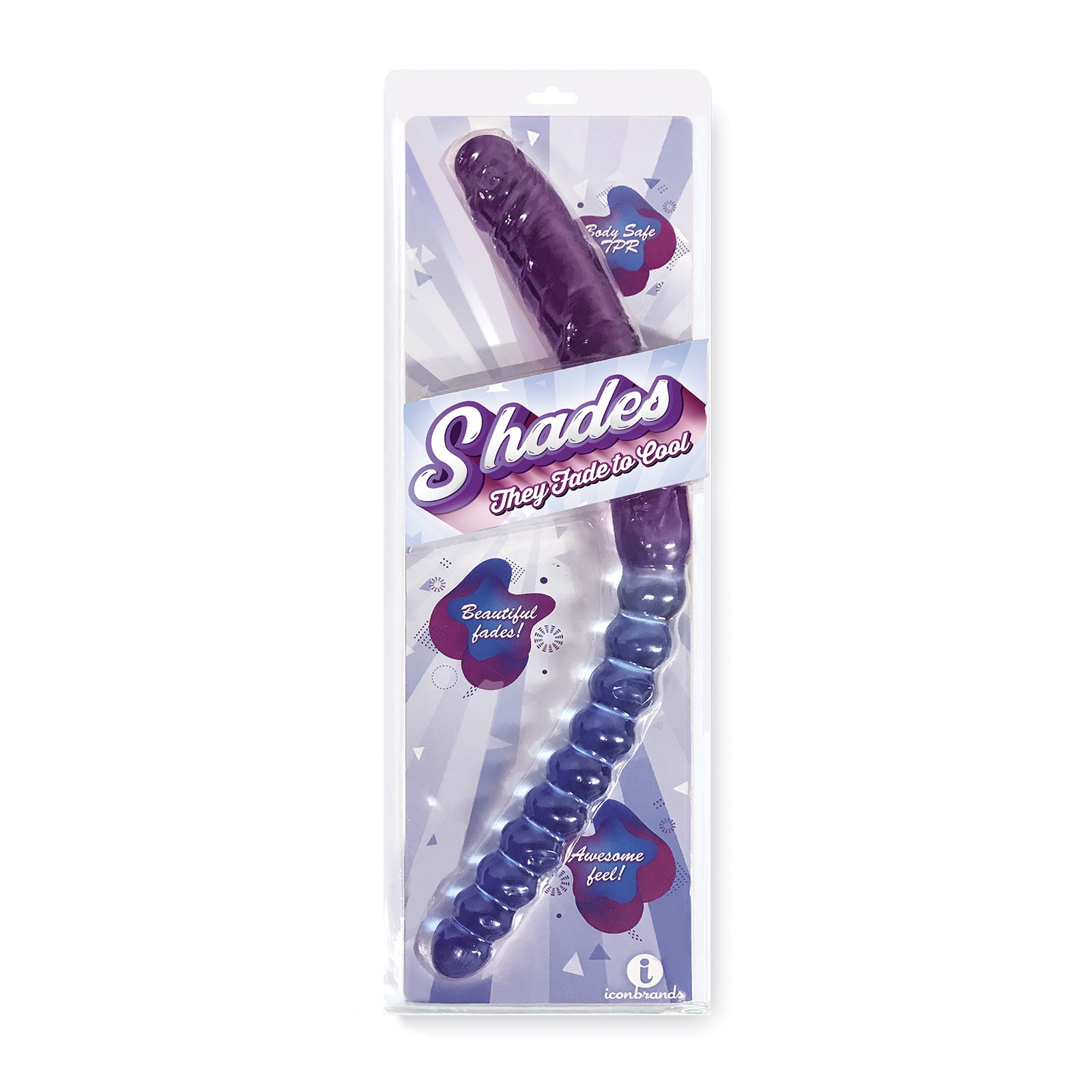 Shades Jelly TPR Double Dong Blue Violet Shades Jelly TPR Double Dong Blue Violet