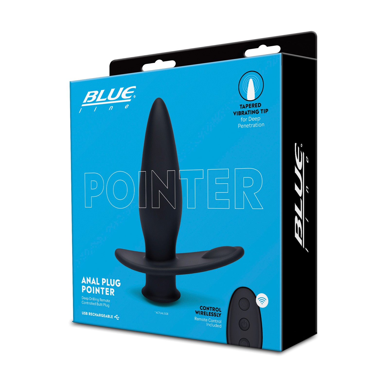 Plug Anal Vibrante Blue Line Pointer Negro Plug Anal Vibrante Blue Line Pointer Negro
