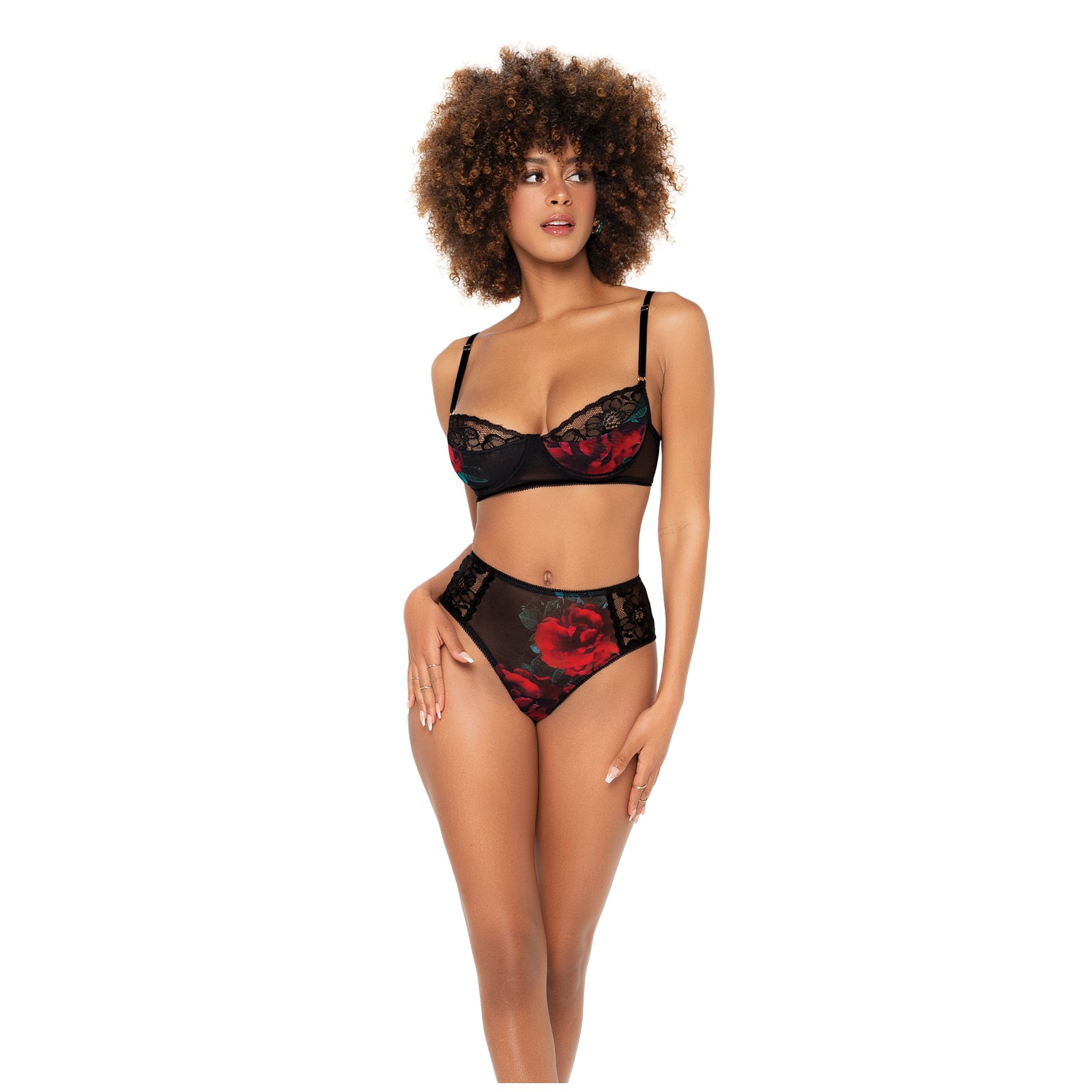 Underwire Bra & High Waisted Bottom Set Black L/XL Underwire Bra & High Waisted Bottom Set Black L/XL