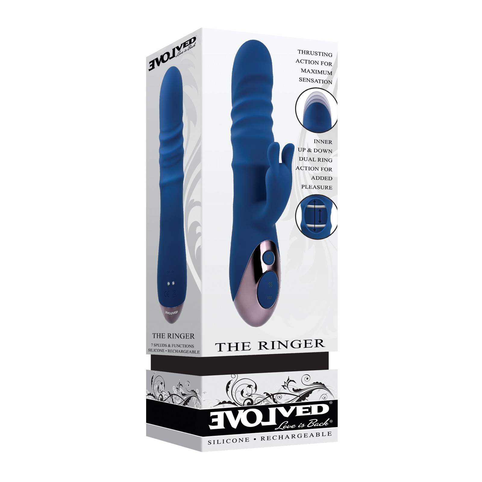 Evolved The Ringer Rechargeable Thrusting Rabbit - Blue Evolved The Ringer Rechargeable Thrusting Rabbit - Blue