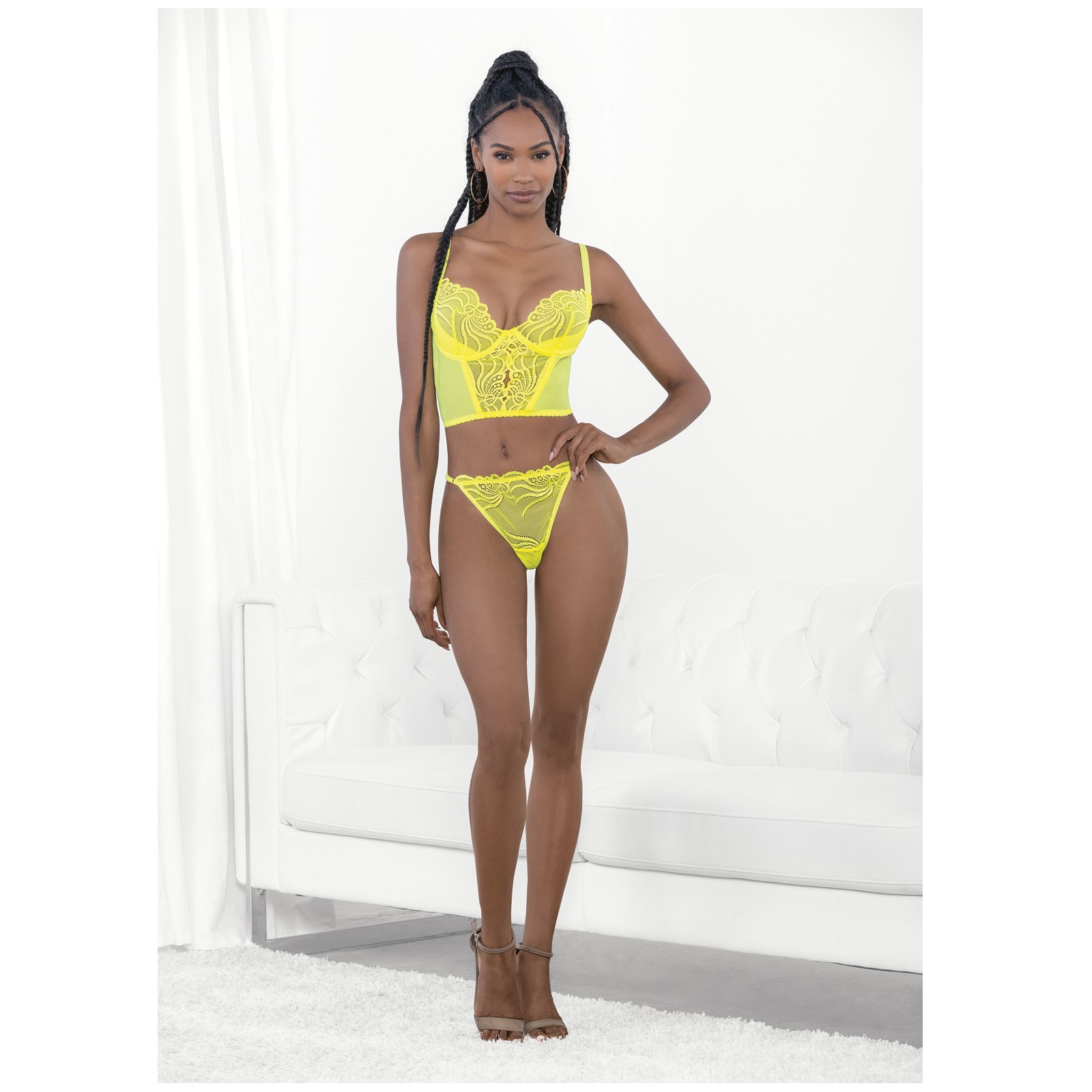 Conjunto de Corset de Encaje Neon y Panty Conjunto de Corset de Encaje Neon y Panty
