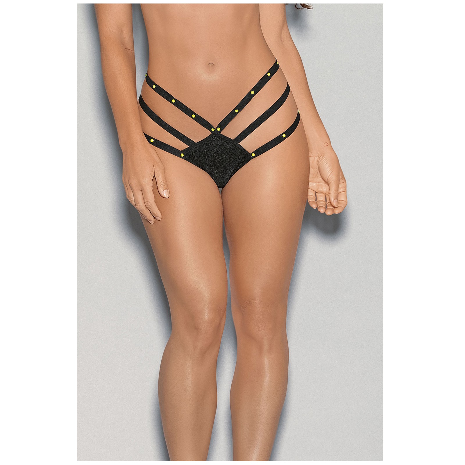 Tanga Strappy Glow Stones Black Light Negro Talla Única Tanga Strappy Glow Stones Black Light Negro Talla Única