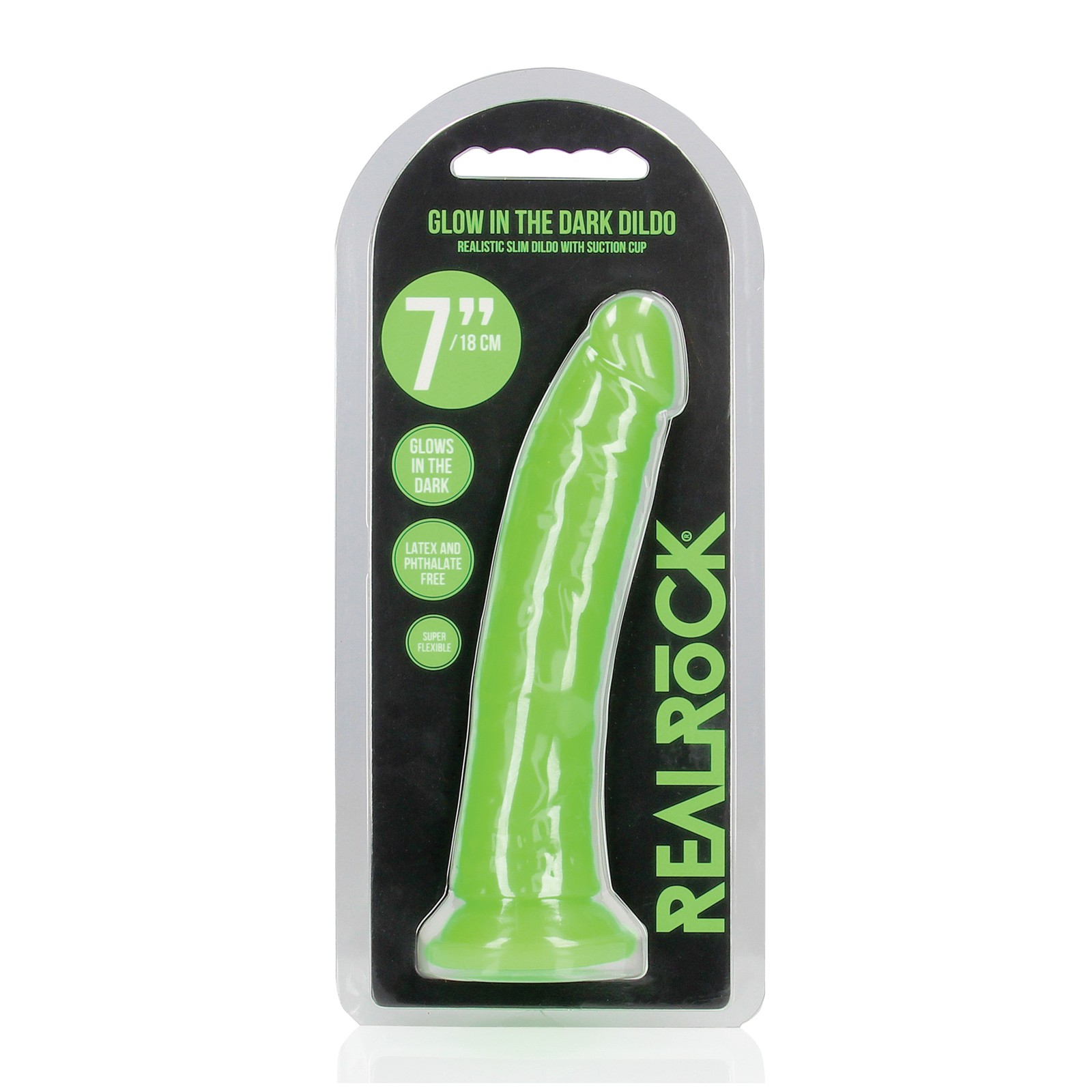 Dildo 7" Slim Verde Neón que Brilla en la Oscuridad - Shots Dildo 7" Slim Verde Neón que Brilla en la Oscuridad - Shots