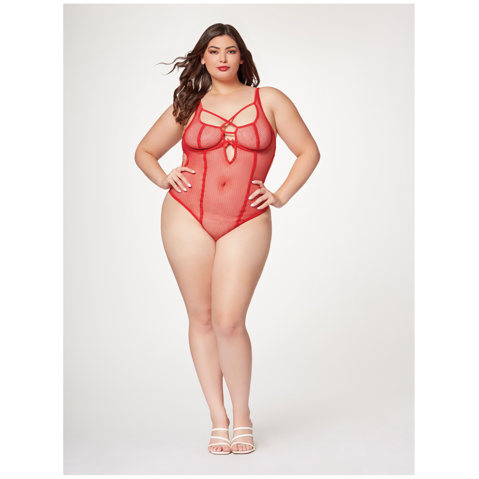 Teddy de Red con Tirantes y Pierna Alta Rojo 3X4X Teddy de Red con Tirantes y Pierna Alta Rojo 3X4X