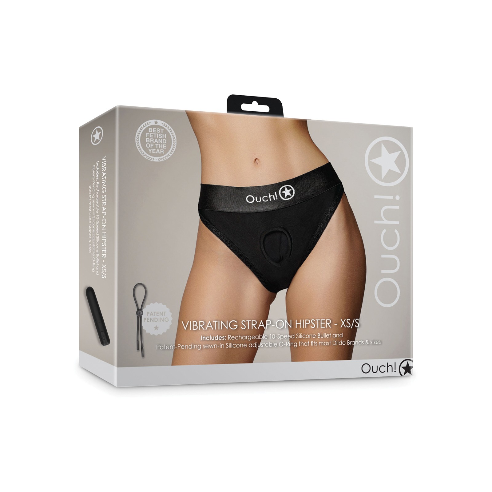 Shots Ouch Vibrating Strap On Hipster XS/S Black Shots Ouch Vibrating Strap On Hipster XS/S Black