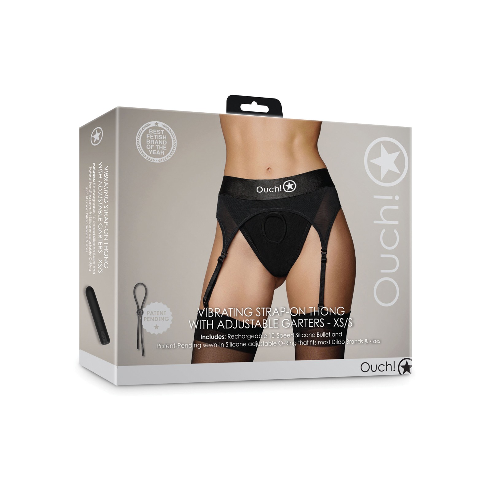 Tanga Strap-On Vibrador con Garteras Shots Ouch Negro XS/S Tanga Strap-On Vibrador con Garteras Shots Ouch Negro XS/S