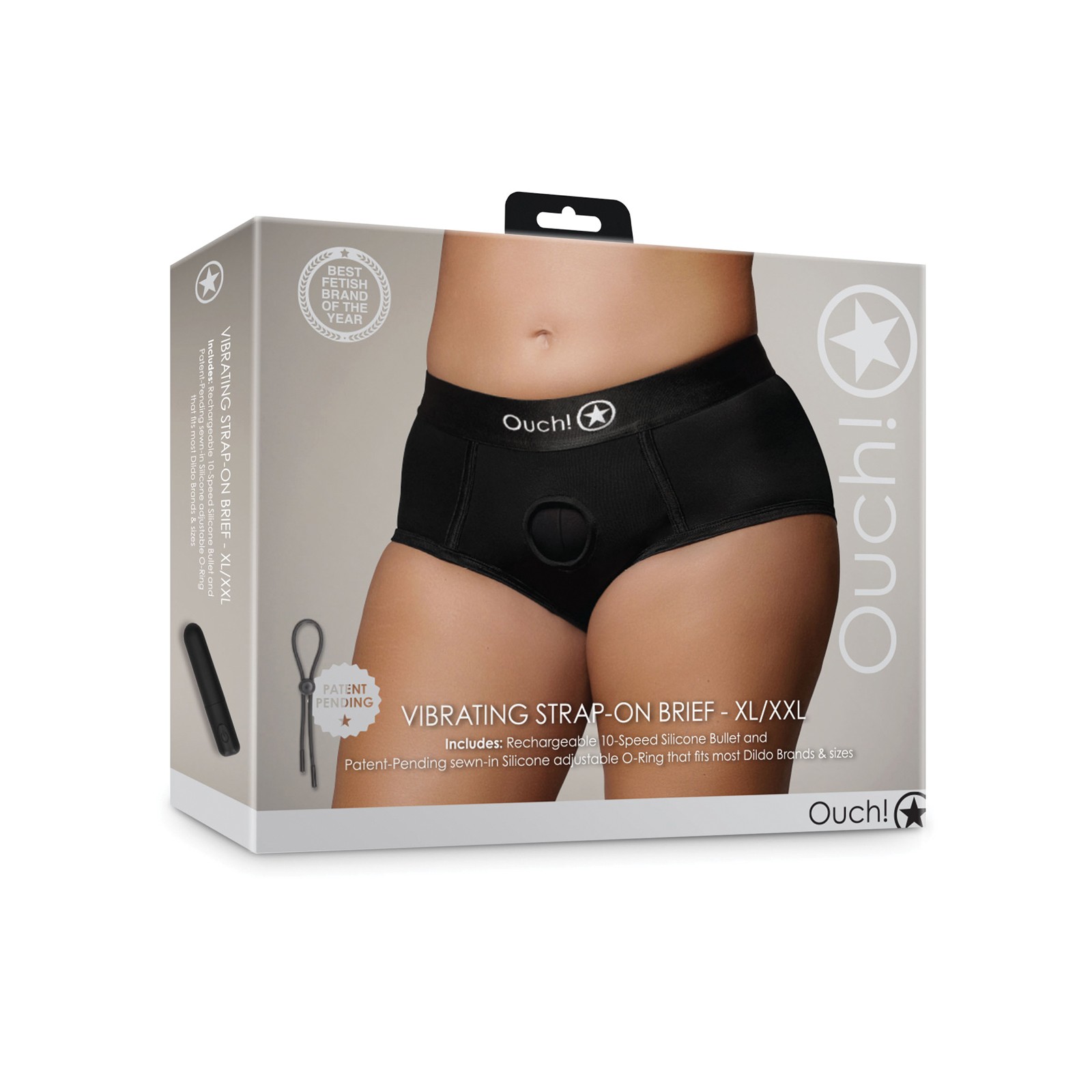Braga Strap-On Vibradora Ouch! - Negra XL/XXL Braga Strap-On Vibradora Ouch! - Negra XL/XXL