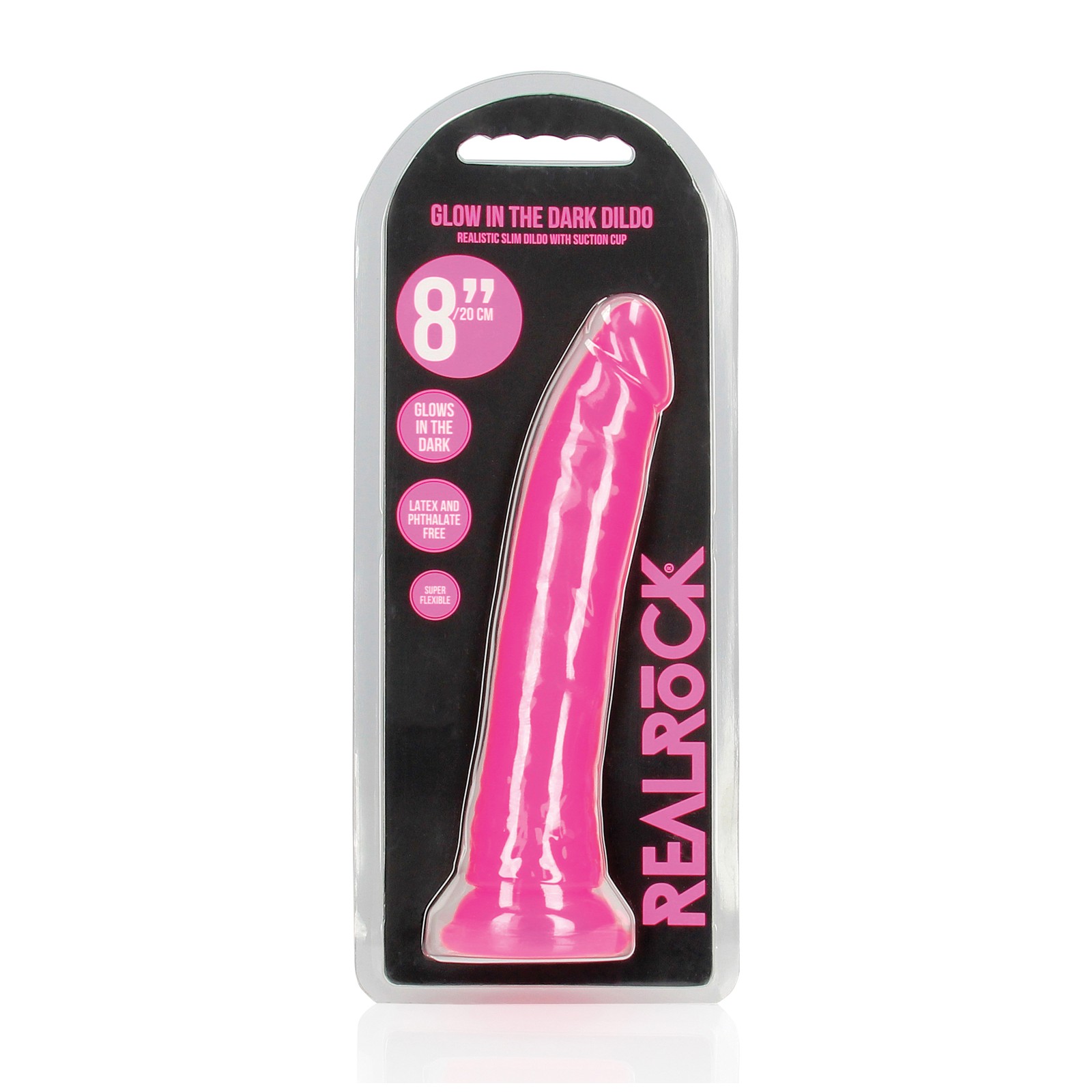 Shots RealRock Slim Dildo Glow in the Dark - Neon Pink Shots RealRock Slim Dildo Glow in the Dark - Neon Pink
