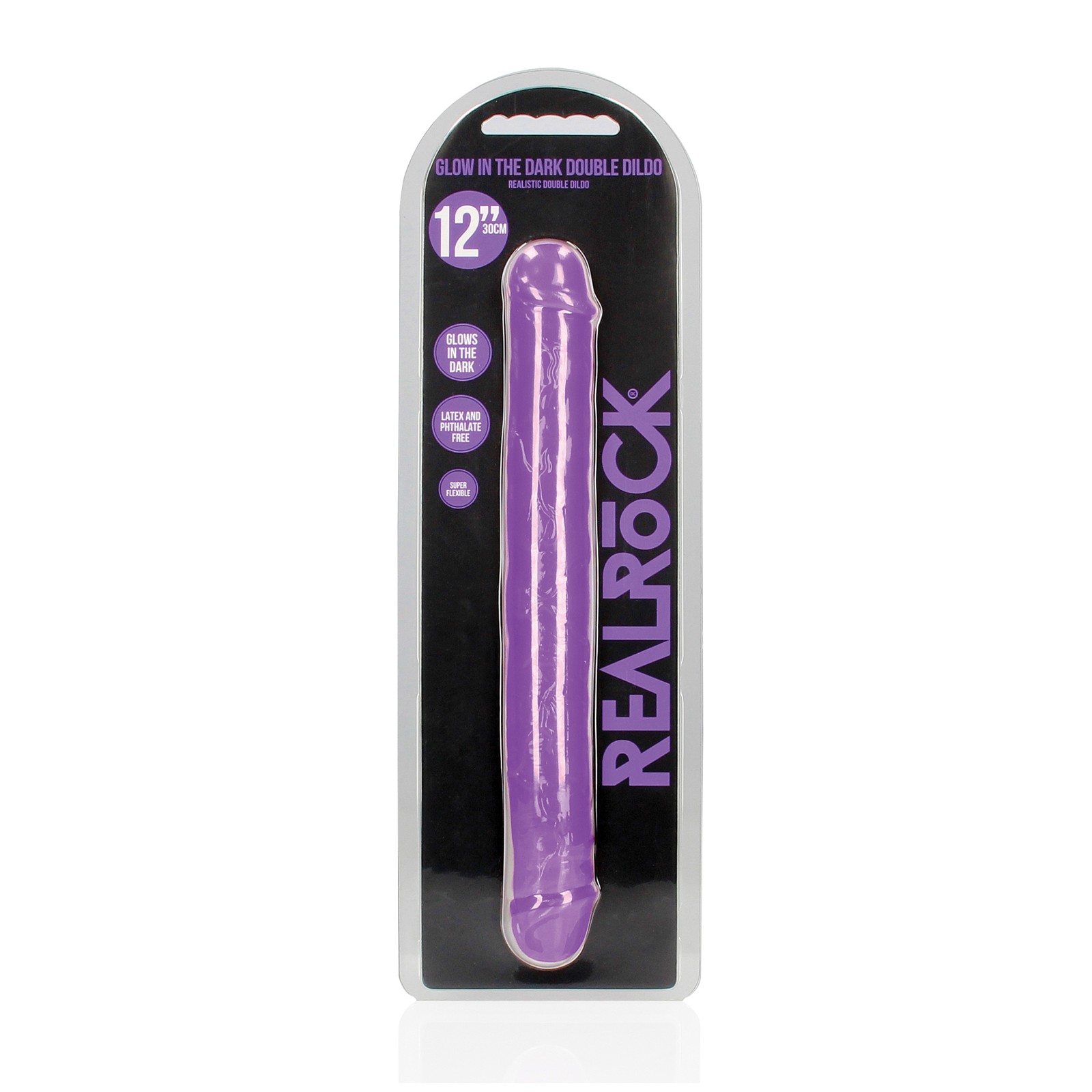 Shot RealRock Doble Pene 12" Brilla en la Oscuridad - Púrpura Neón Shot RealRock Doble Pene 12" Brilla en la Oscuridad - Púrpura Neón