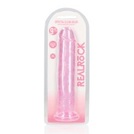 Shots RealRock Crystal Clear 9 Inch Dildo with Suction Cup Pink