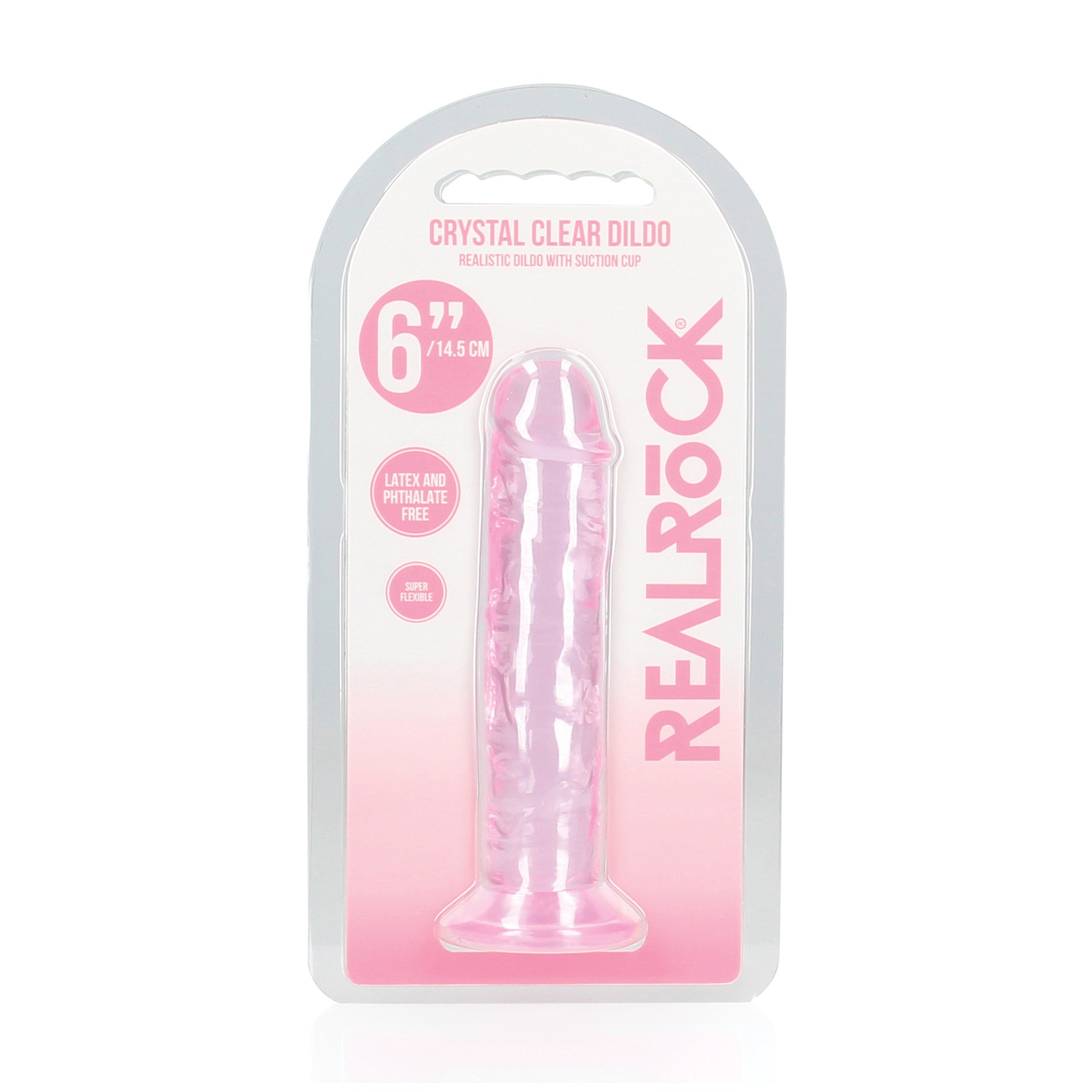 Shots RealRock 6" Clear Dildo with Suction Cup - Pink Shots RealRock 6" Clear Dildo with Suction Cup - Pink