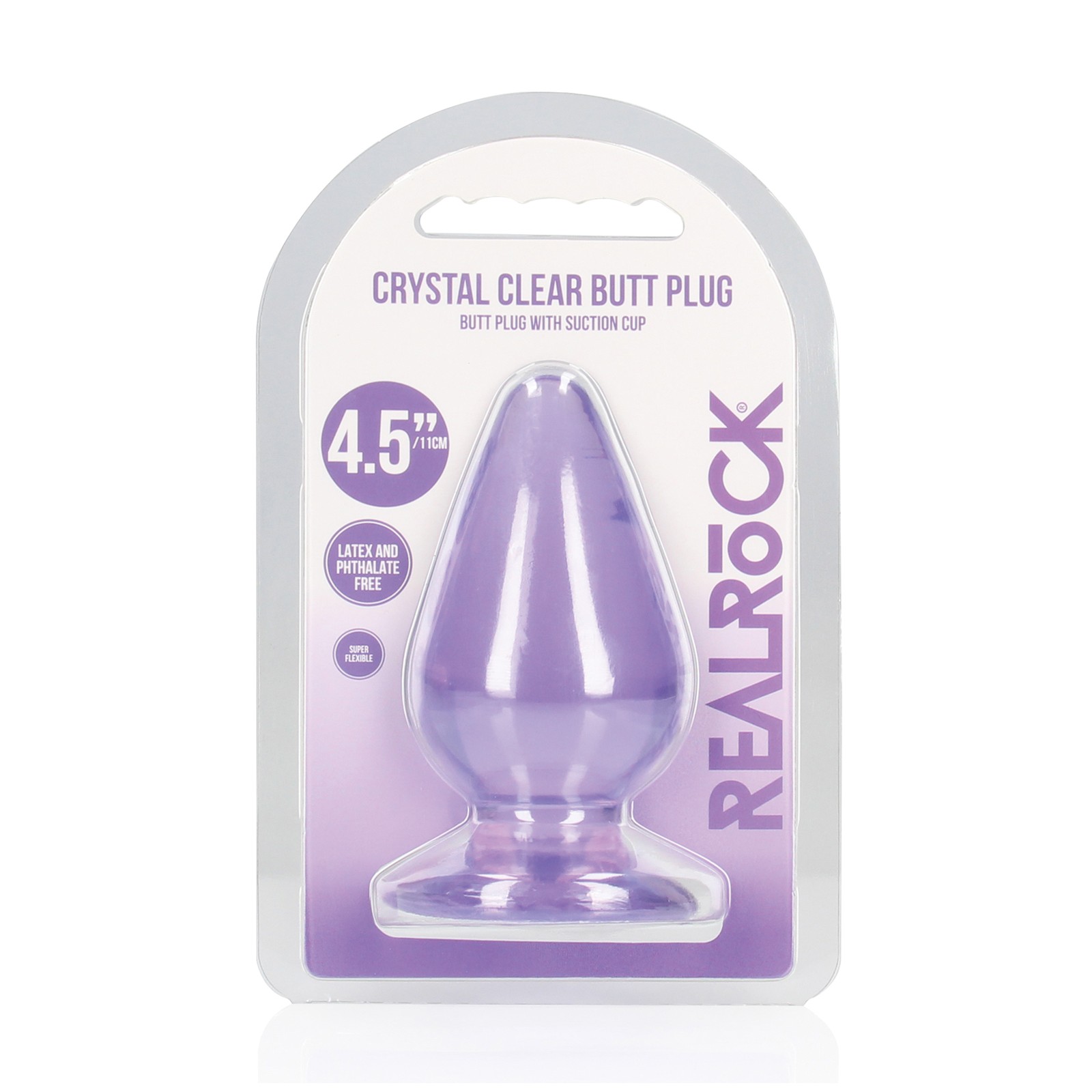 Shots RealRock Crystal Clear 4.5" Anal Plug - Purple Shots RealRock Crystal Clear 4.5" Anal Plug - Purple