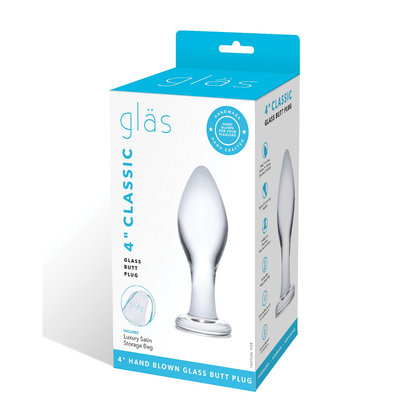 Glas 4" Classic Butt Plug Clear Glas 4" Classic Butt Plug Clear