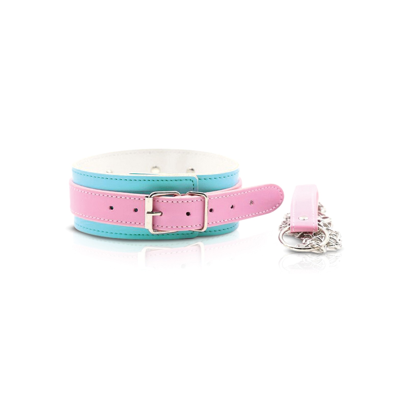 Nobu Fetish Choker & Leash Set - Pink/Blue Nobu Fetish Choker & Leash Set - Pink/Blue