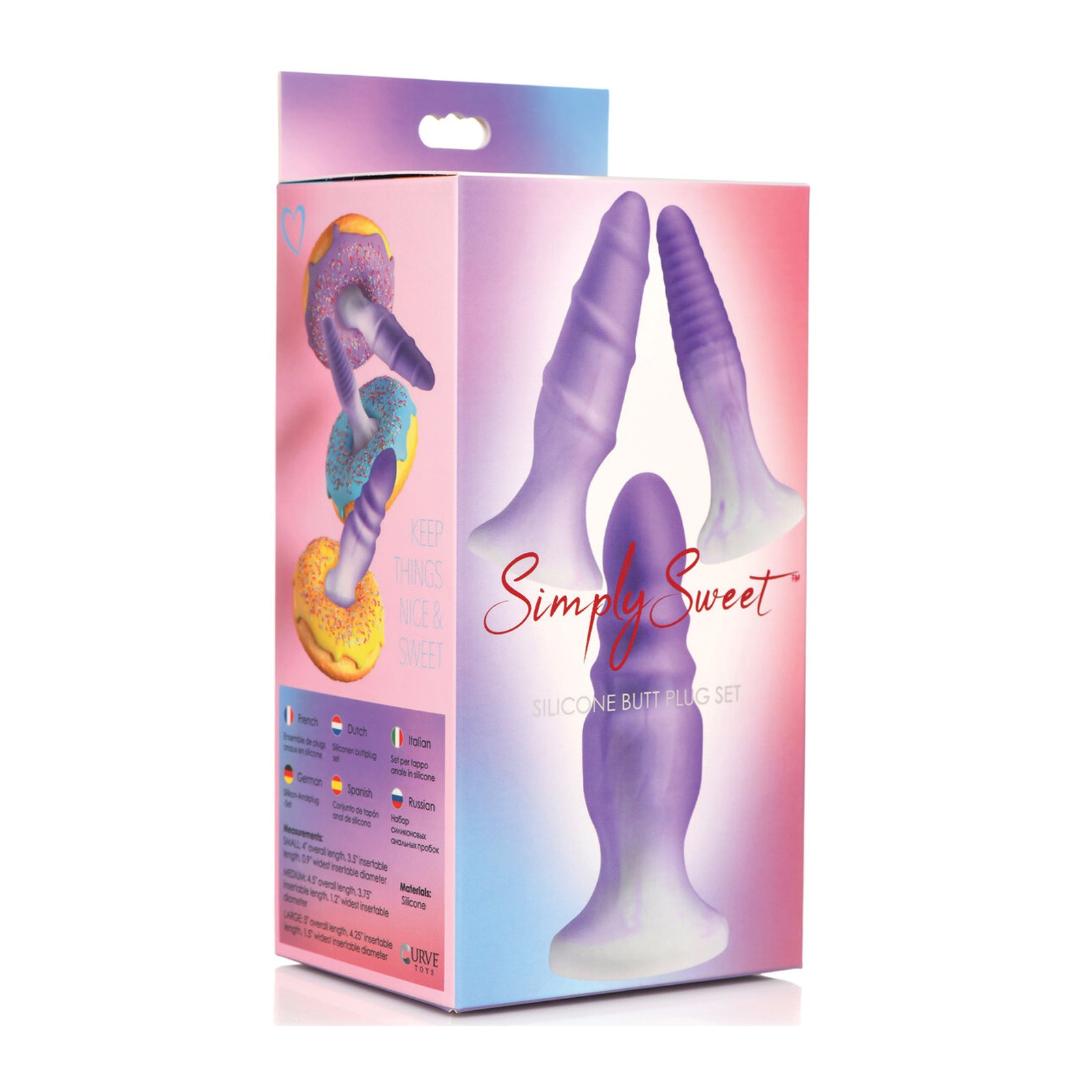 Curve Toys Simply Sweet Silicone Butt Plug Set Purple Curve Toys Simply Sweet Silicone Butt Plug Set Purple