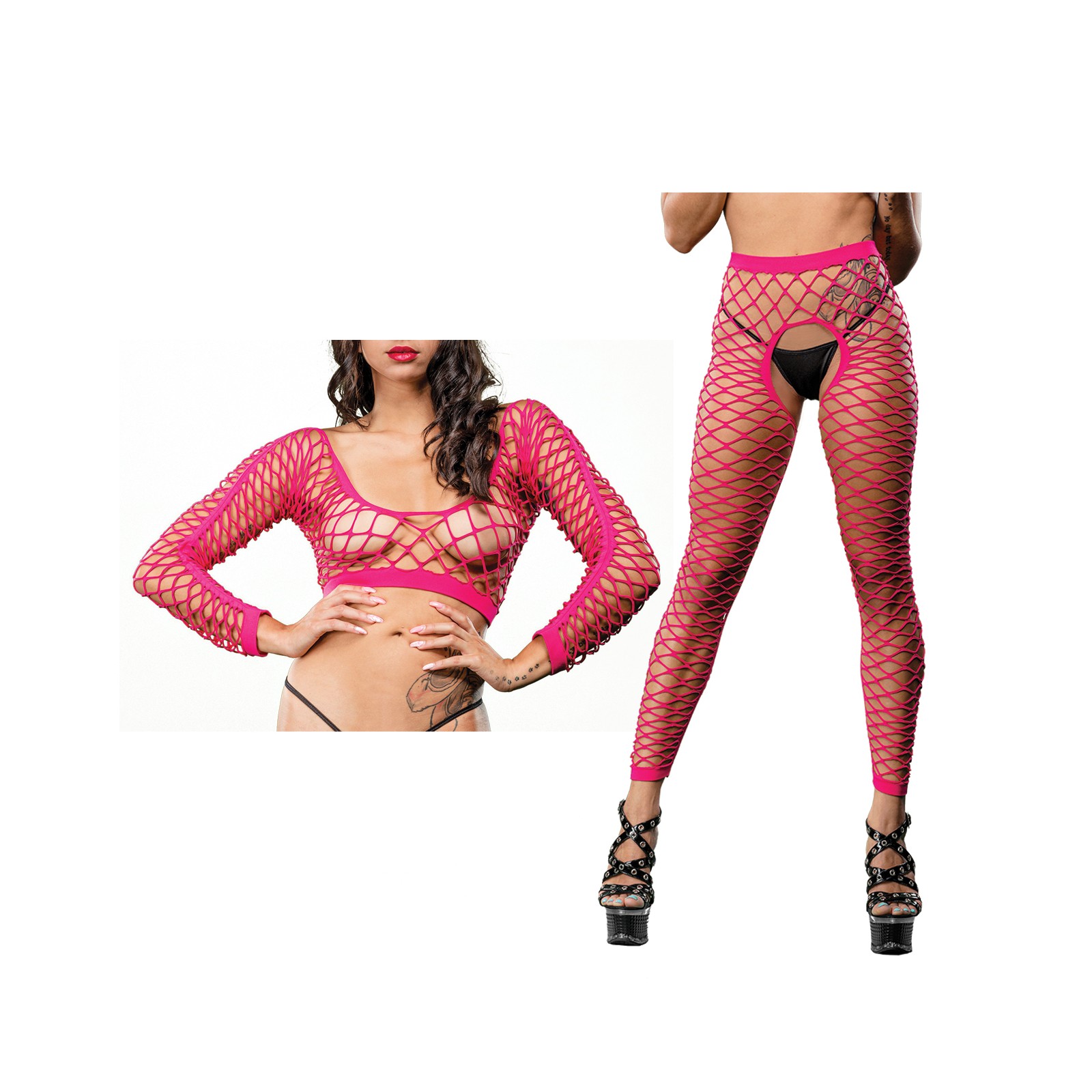Beverly Hills Naughty Girl Crotchless Mesh Leggings - Pink Beverly Hills Naughty Girl Crotchless Mesh Leggings - Pink