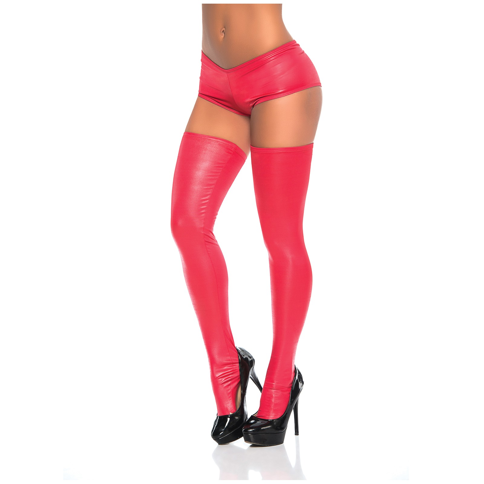 Medias Altas de Look Húmedo Rojas O/S Medias Altas de Look Húmedo Rojas O/S