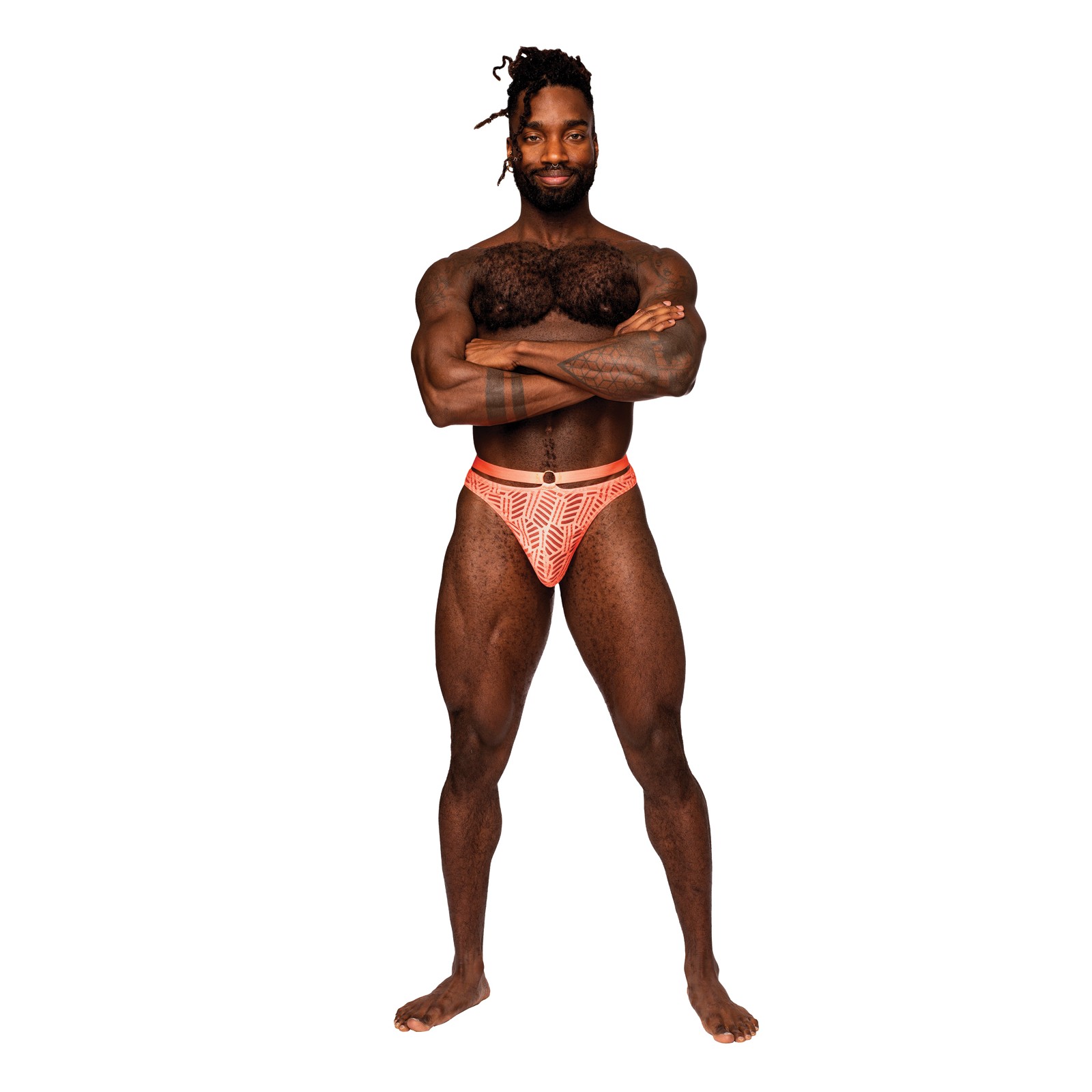 Tanga de Malla Strap Rude Awakening Naranja Neón L/XL Tanga de Malla Strap Rude Awakening Naranja Neón L/XL