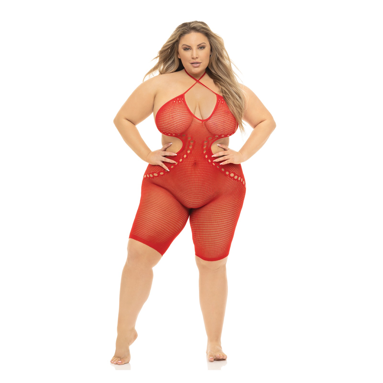 Pink Lipstick Fill Me in Bodystocking for Plus Sizes Pink Lipstick Fill Me in Bodystocking for Plus Sizes